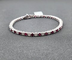 Gorgeous 5.14 ct Platinum Natural Burma Ruby & Diamond Tennis Bracelet