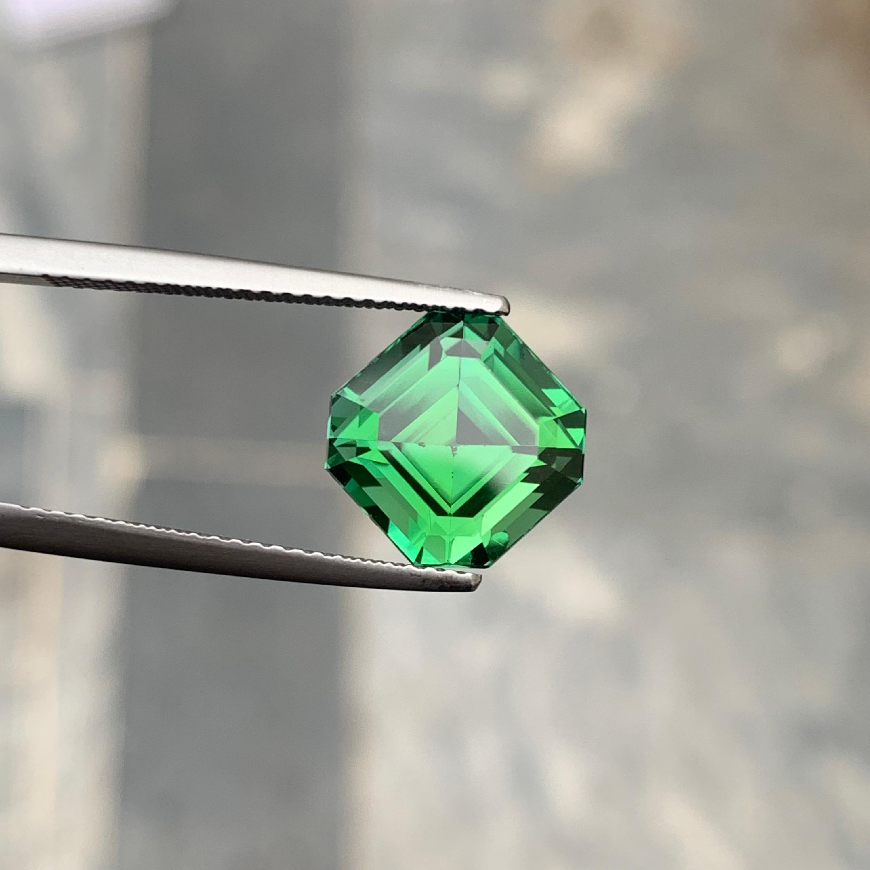 Gorgeous 5.50 Blueish Green Loose Tourmaline Asscher Cut for Ring Jewelry In New Condition In Peshawar, PK