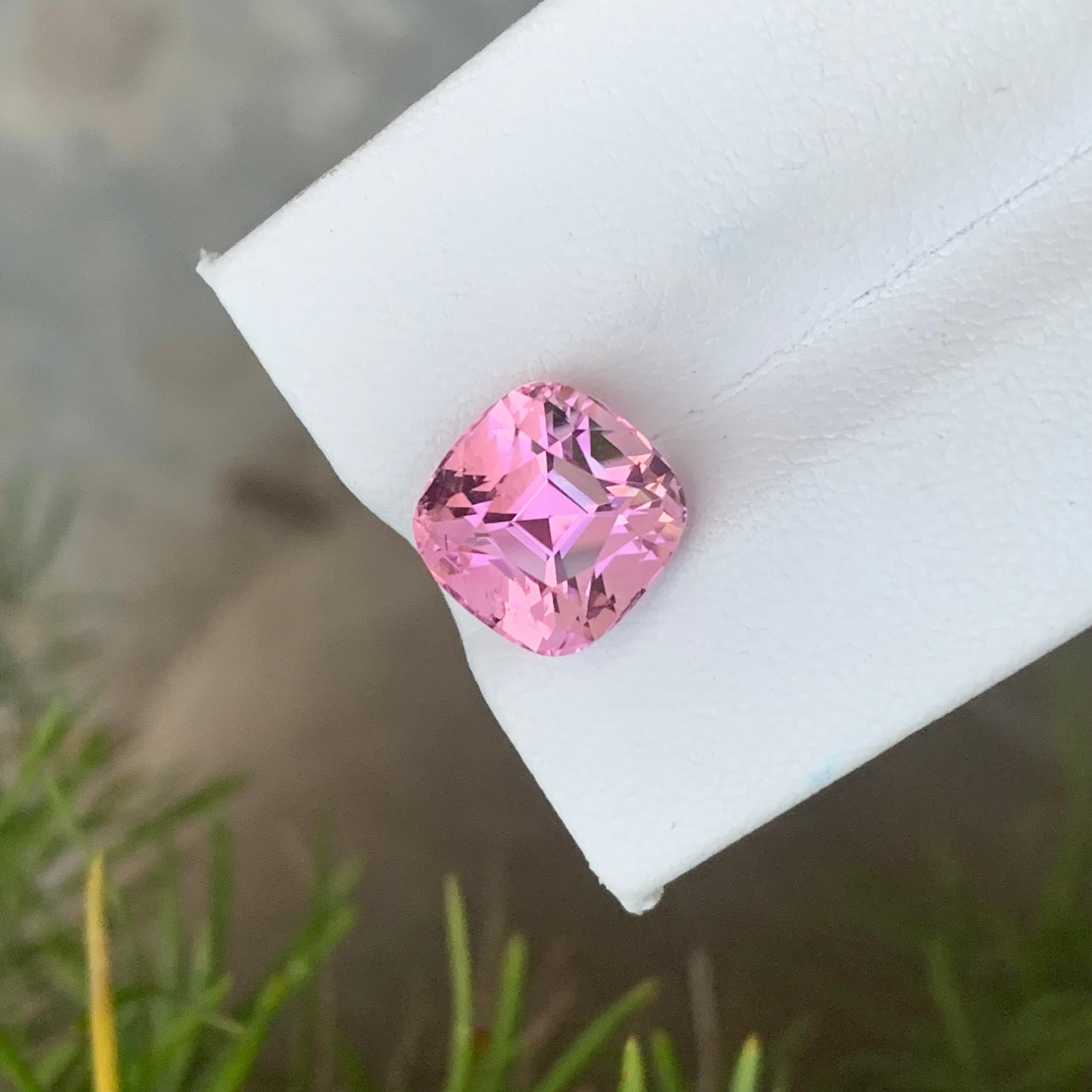 Gorgeous 5.85 Carat Natural Loose Baby Pink Tourmaline Cushion Shape Gemstone In New Condition In Peshawar, PK