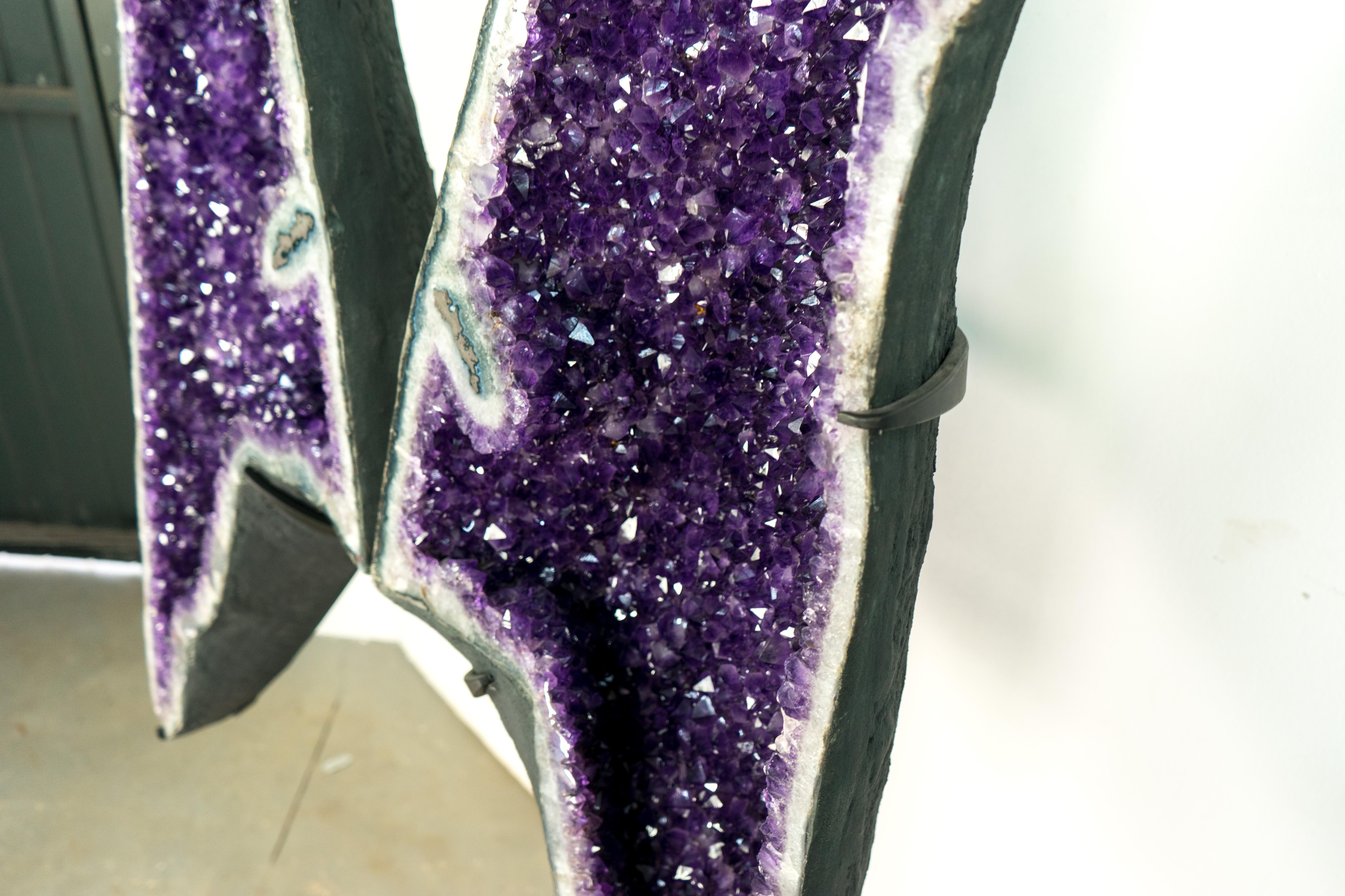 Gorgeous 6.1 Ft. Tall Amethyst Geode Wings with AAA Deep Purple Amethyst Druzy  For Sale 5