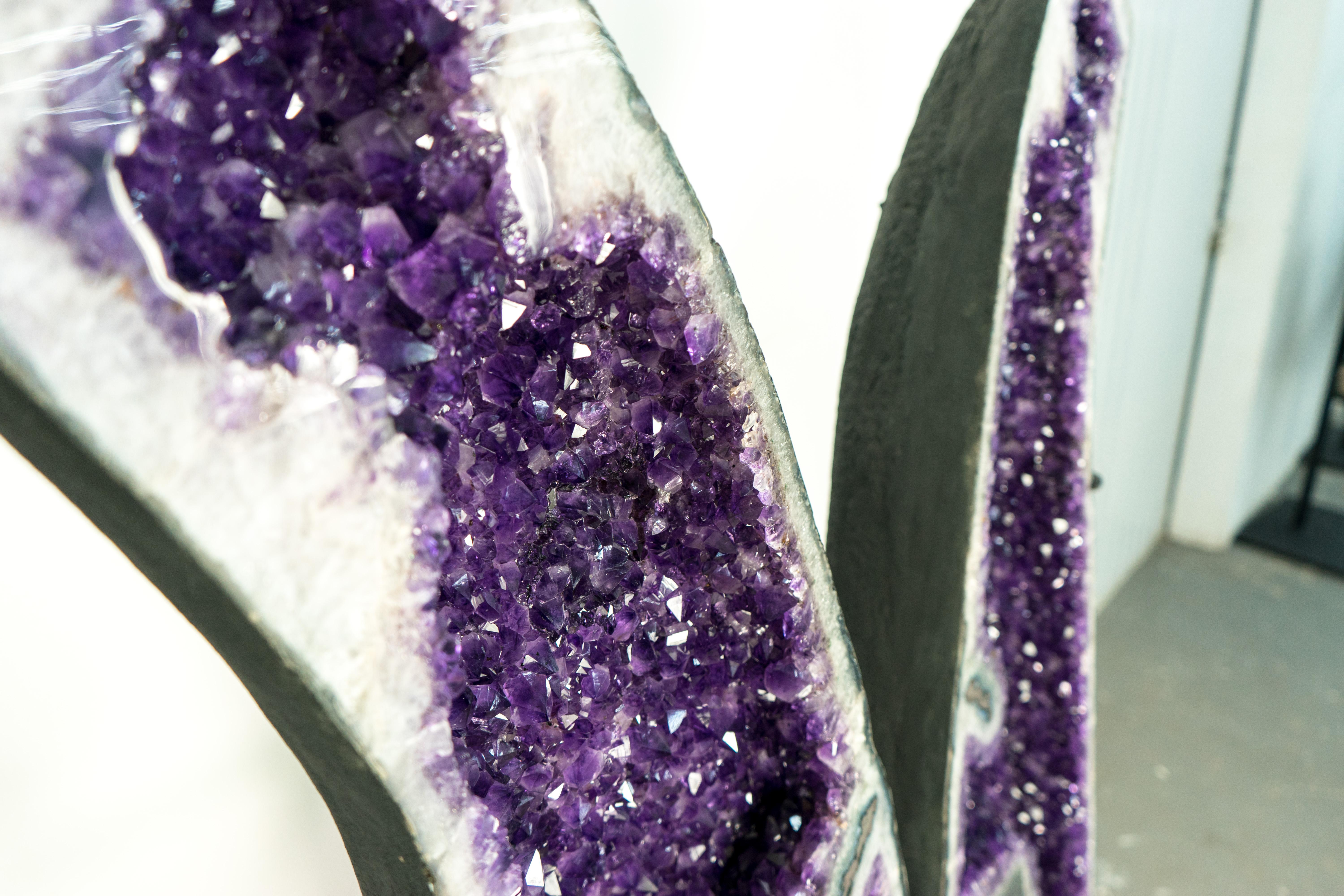Gorgeous 6.1 Ft. Tall Amethyst Geode Wings with AAA Deep Purple Amethyst Druzy  For Sale 7