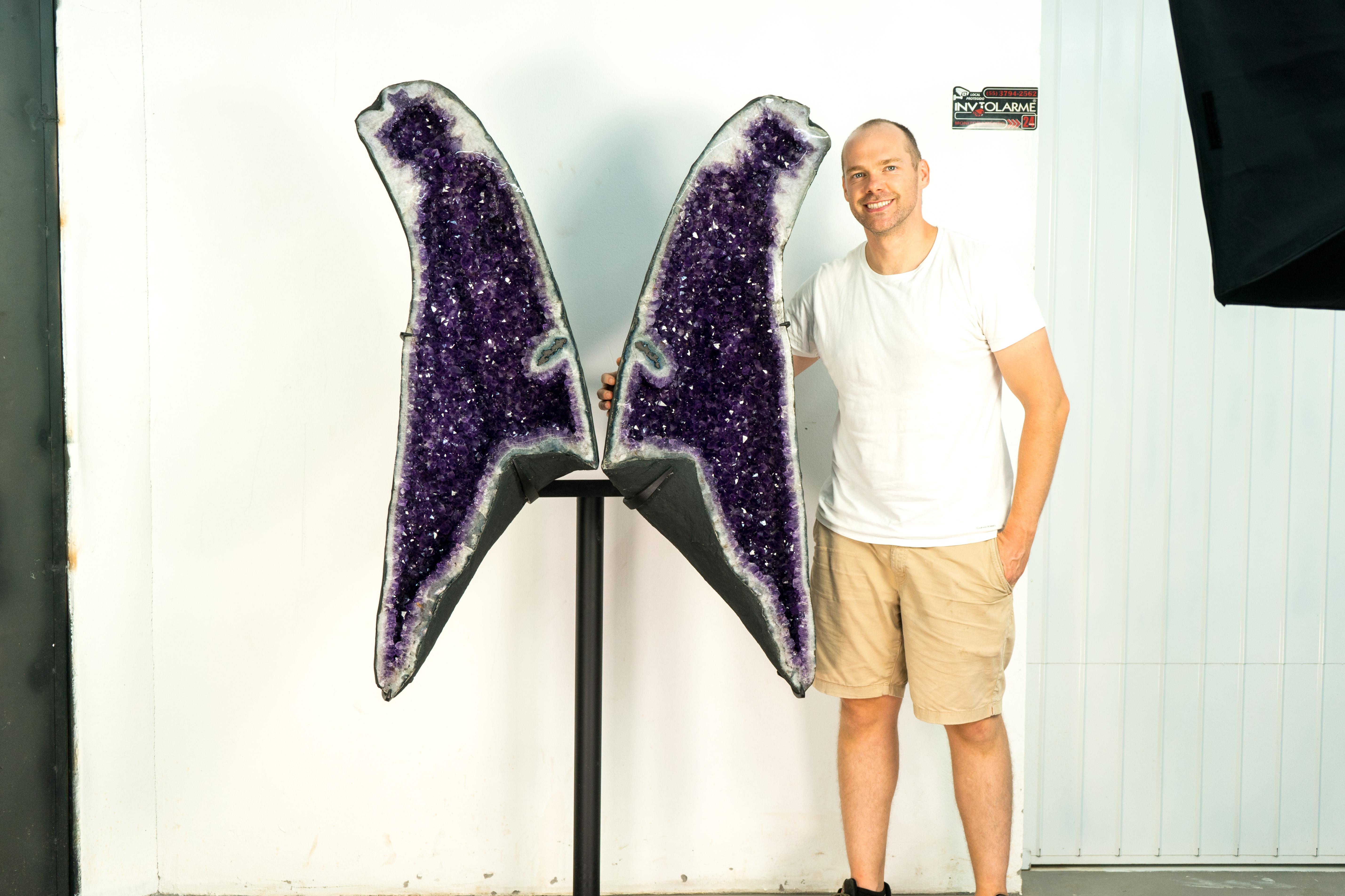 Gorgeous 6.1 Ft. Tall Amethyst Geode Wings with AAA Deep Purple Amethyst Druzy  For Sale 8