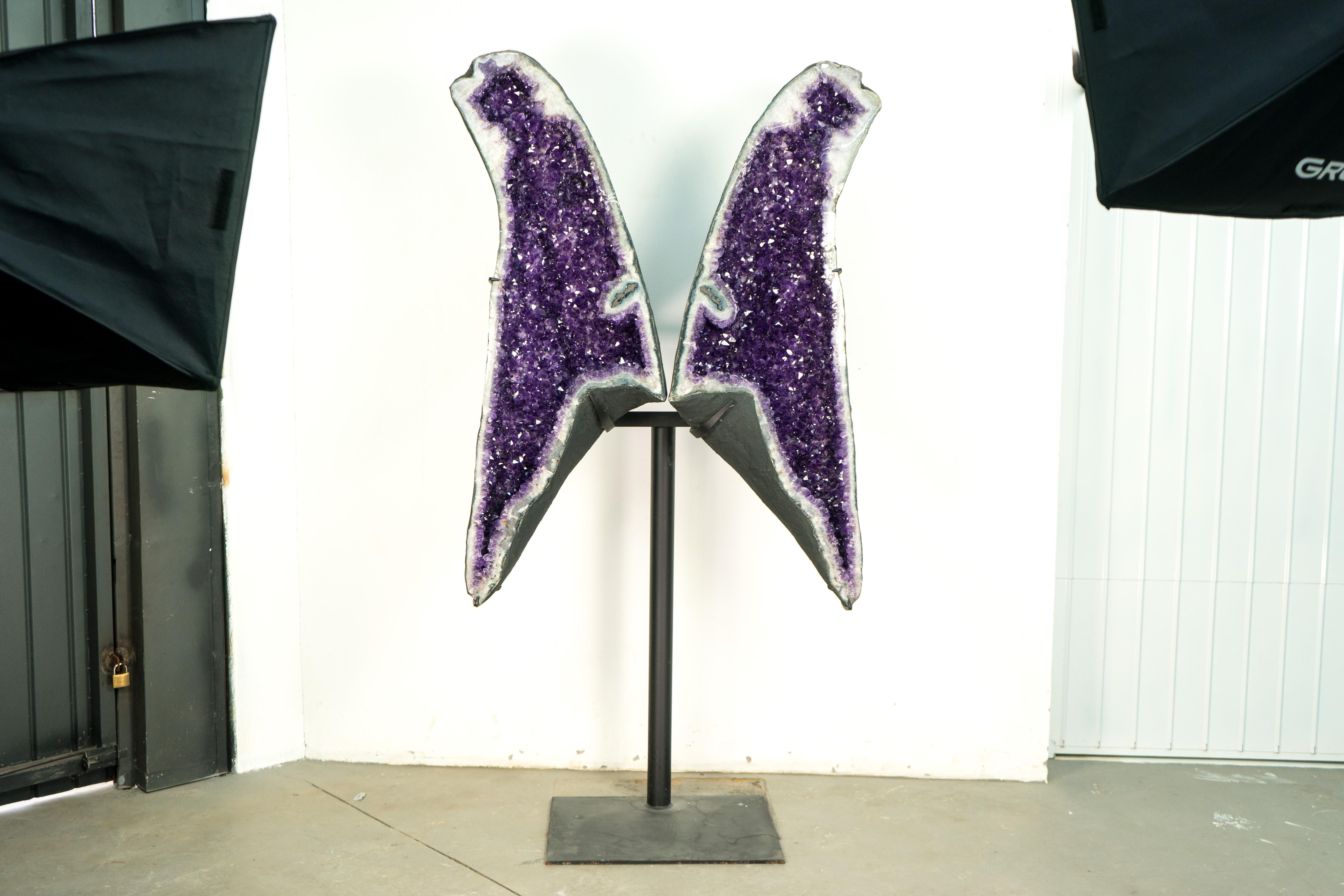 Tall, Rare, 6.1 Ft Amethyst Geode Wings with AAA Deep Purple Amethyst Druzy

▫️ Description

Naturally sculpted and standing at an impressive height of 6.1 feet, this Amethyst Geode has taken the form of a perfect butterfly or angel wings. A