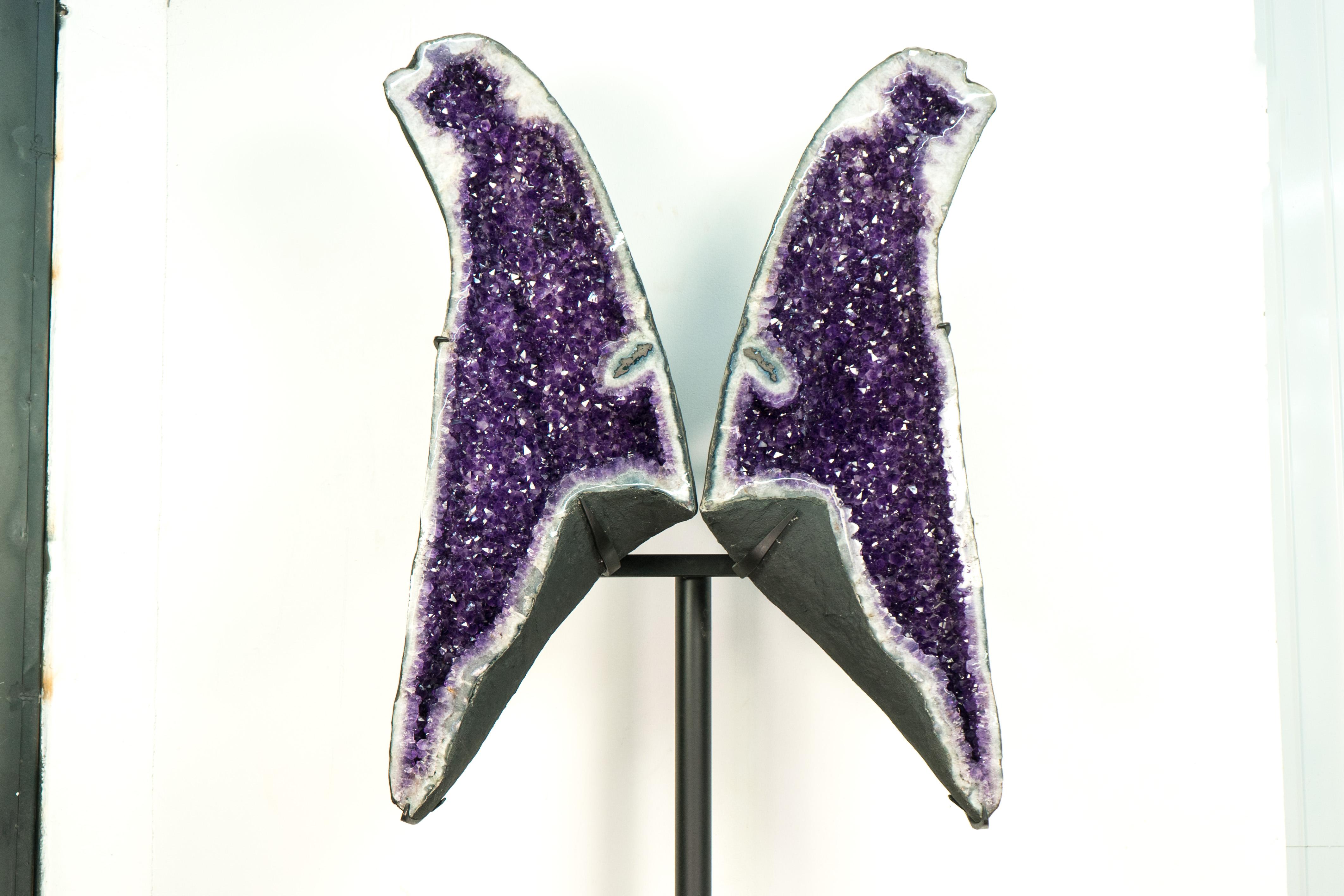 Gorgeous 6.1 Ft. Tall Amethyst Geode Wings with AAA Deep Purple Amethyst Druzy  In New Condition In Ametista Do Sul, BR
