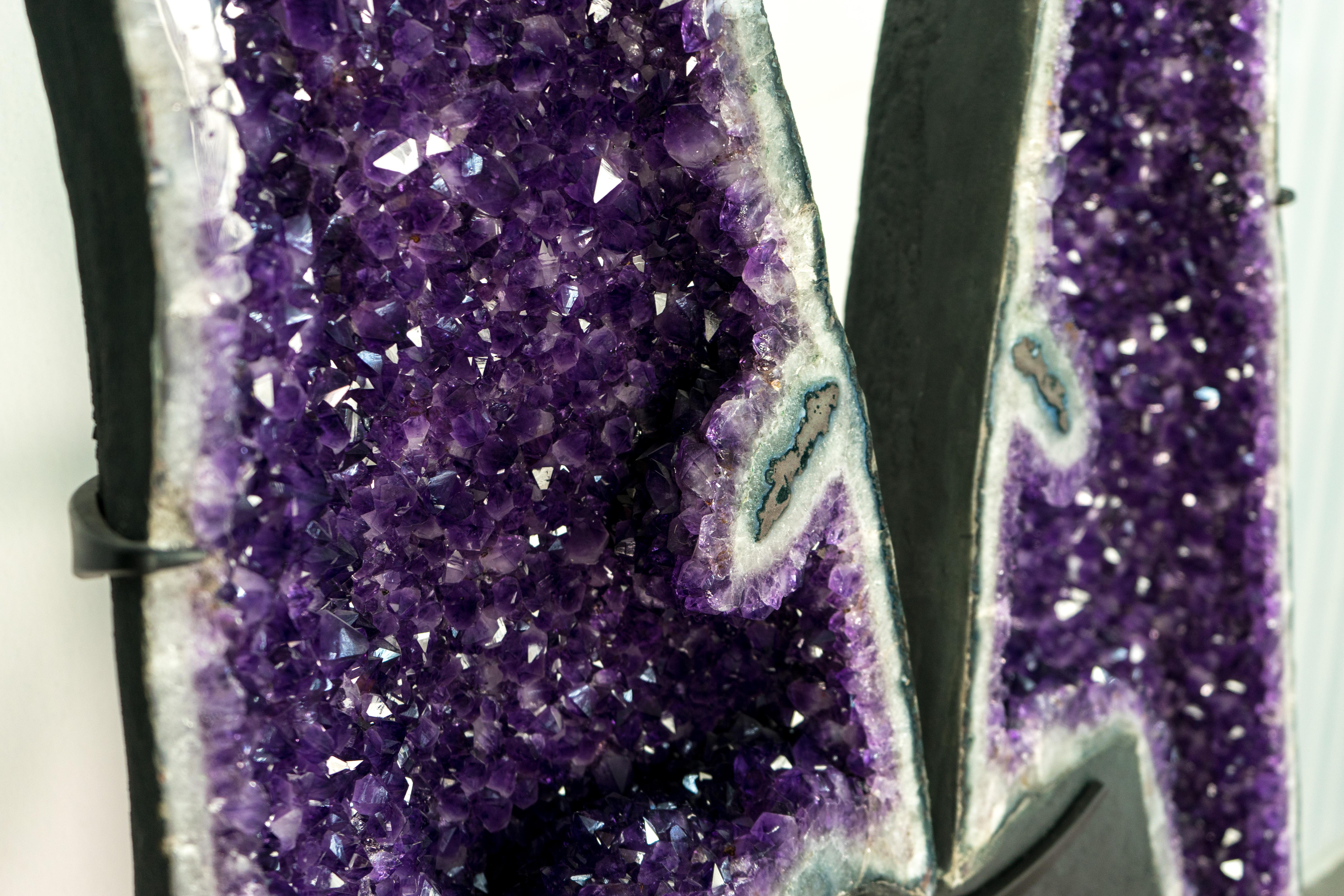 Gorgeous 6.1 Ft. Tall Amethyst Geode Wings with AAA Deep Purple Amethyst Druzy  For Sale 2