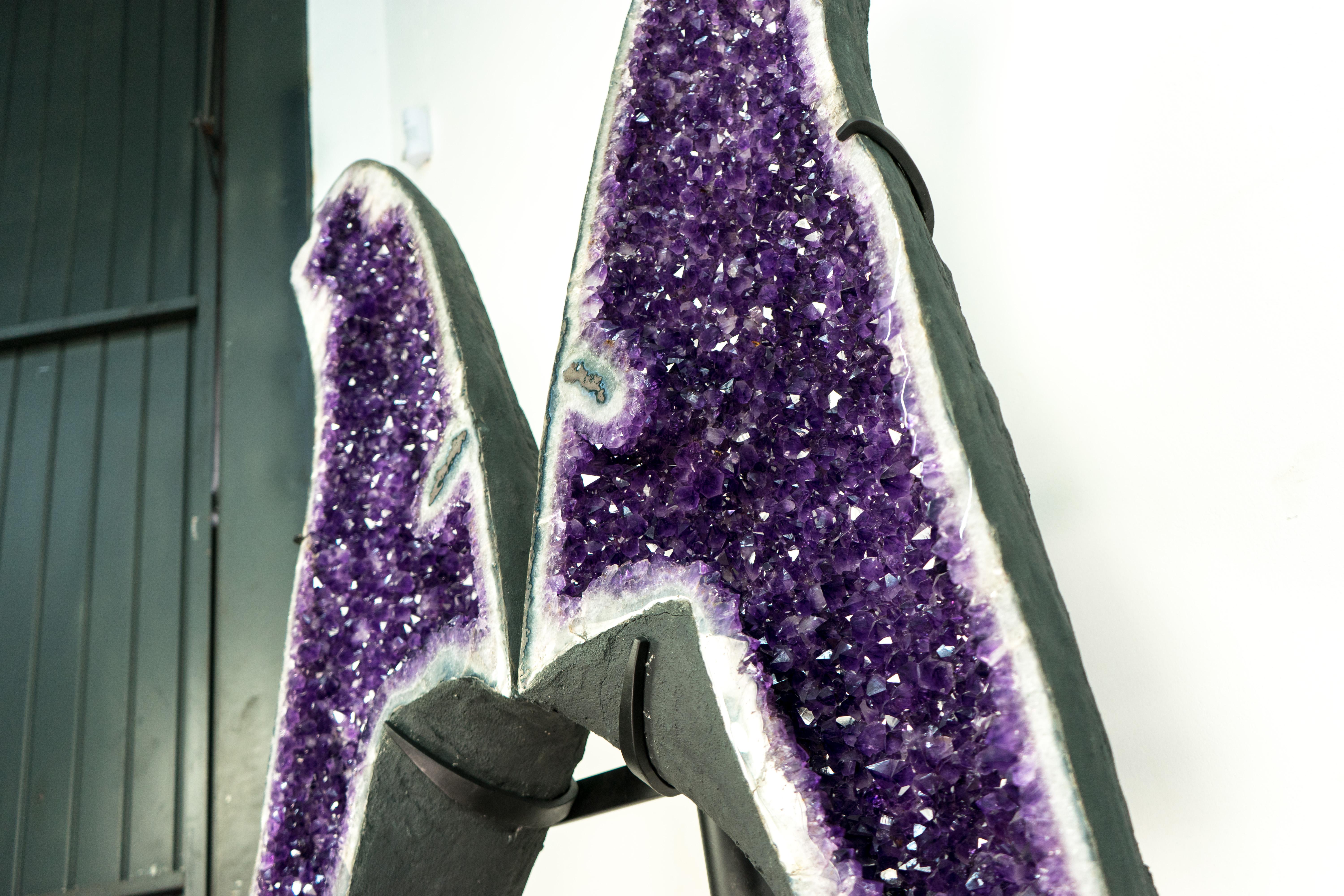 Gorgeous 6.1 Ft. Tall Amethyst Geode Wings with AAA Deep Purple Amethyst Druzy  For Sale 3