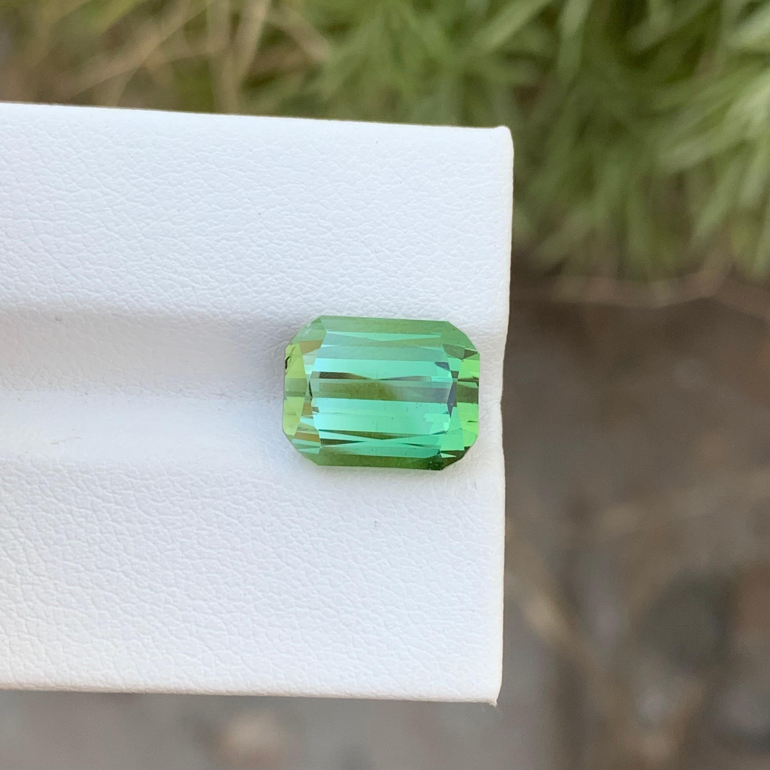 Magnifique bague en tourmaline bicolore menthe de 6,35 carats, pierre précieuse Kunar Mine en vente 9