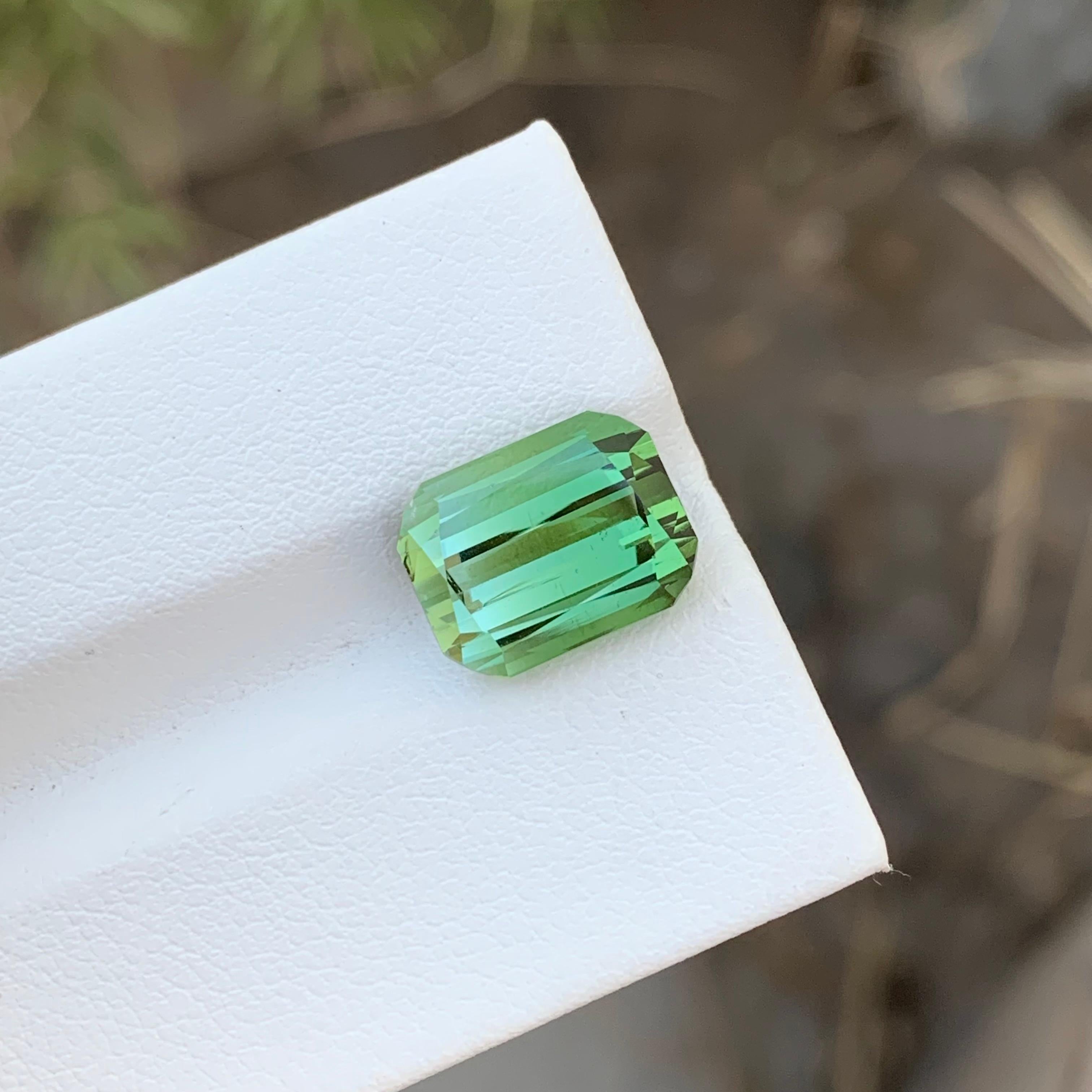 da uomo o donna Splendido anello di tormalina sciolta bicolore alla menta da 6,35 carati, gemma della miniera di Kunar in vendita
