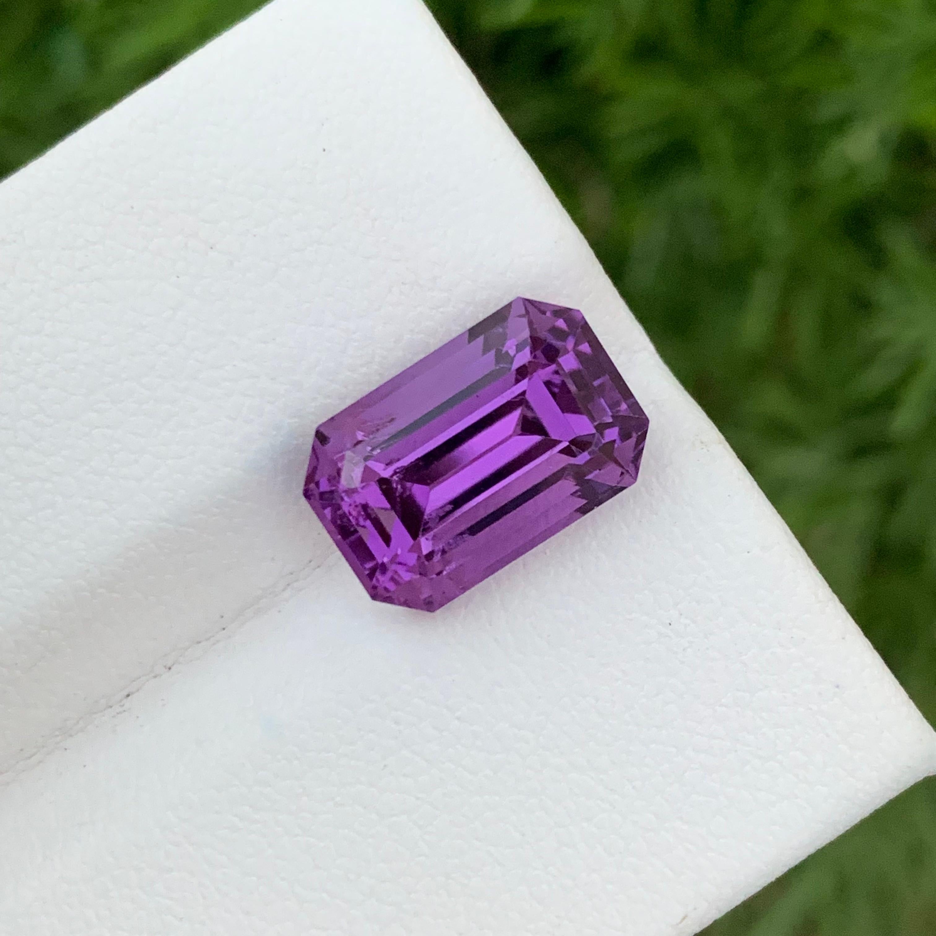 Gorgeous 6.85 Carat Natural Loose Purple Amethyst Ring Gems Emerald Shape  For Sale 7