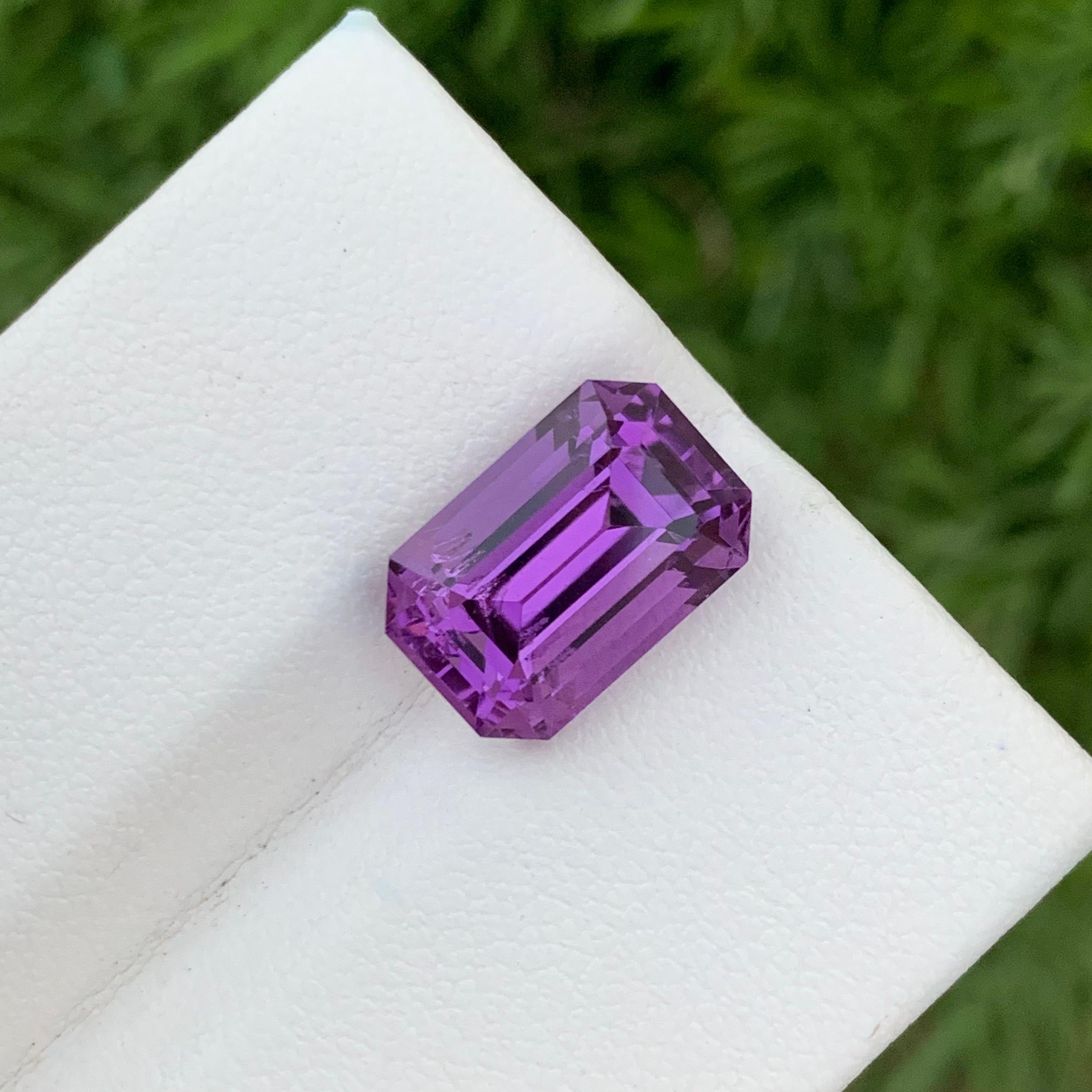 Gorgeous 6.85 Carat Natural Loose Purple Amethyst Ring Gems Emerald Shape  For Sale 8