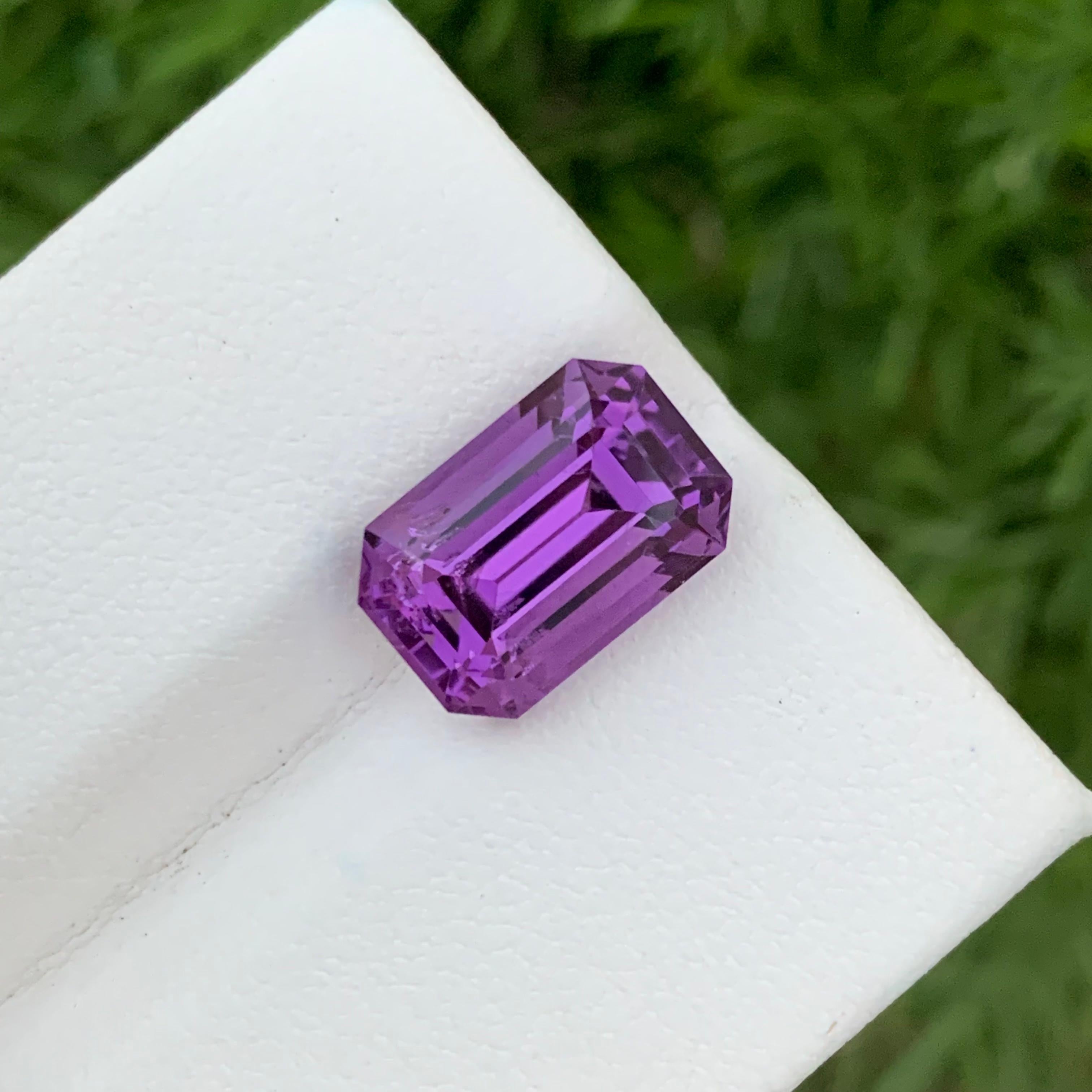 Gorgeous 6.85 Carat Natural Loose Purple Amethyst Ring Gems Emerald Shape  For Sale 9