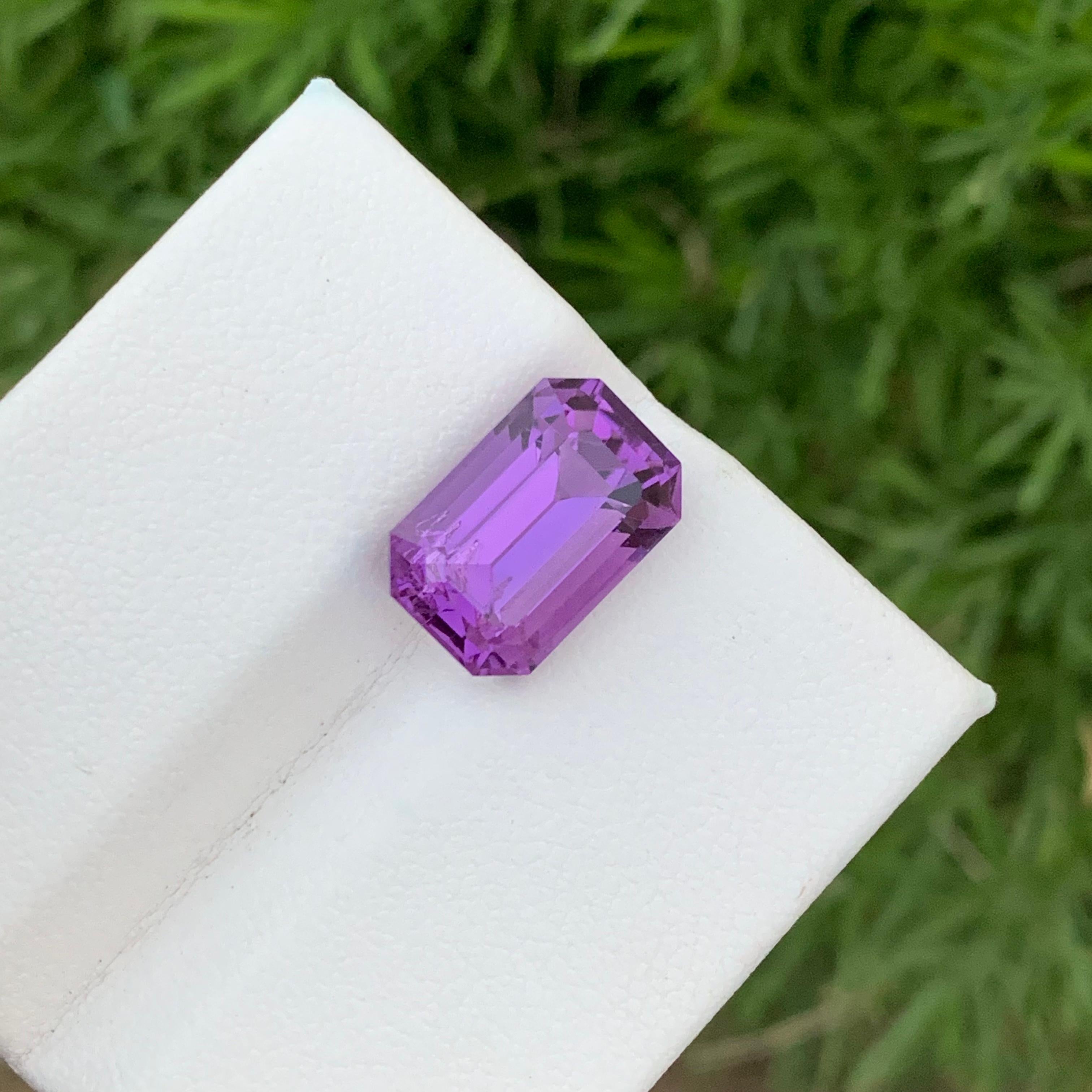Gorgeous 6.85 Carat Natural Loose Purple Amethyst Ring Gems Emerald Shape  For Sale 11