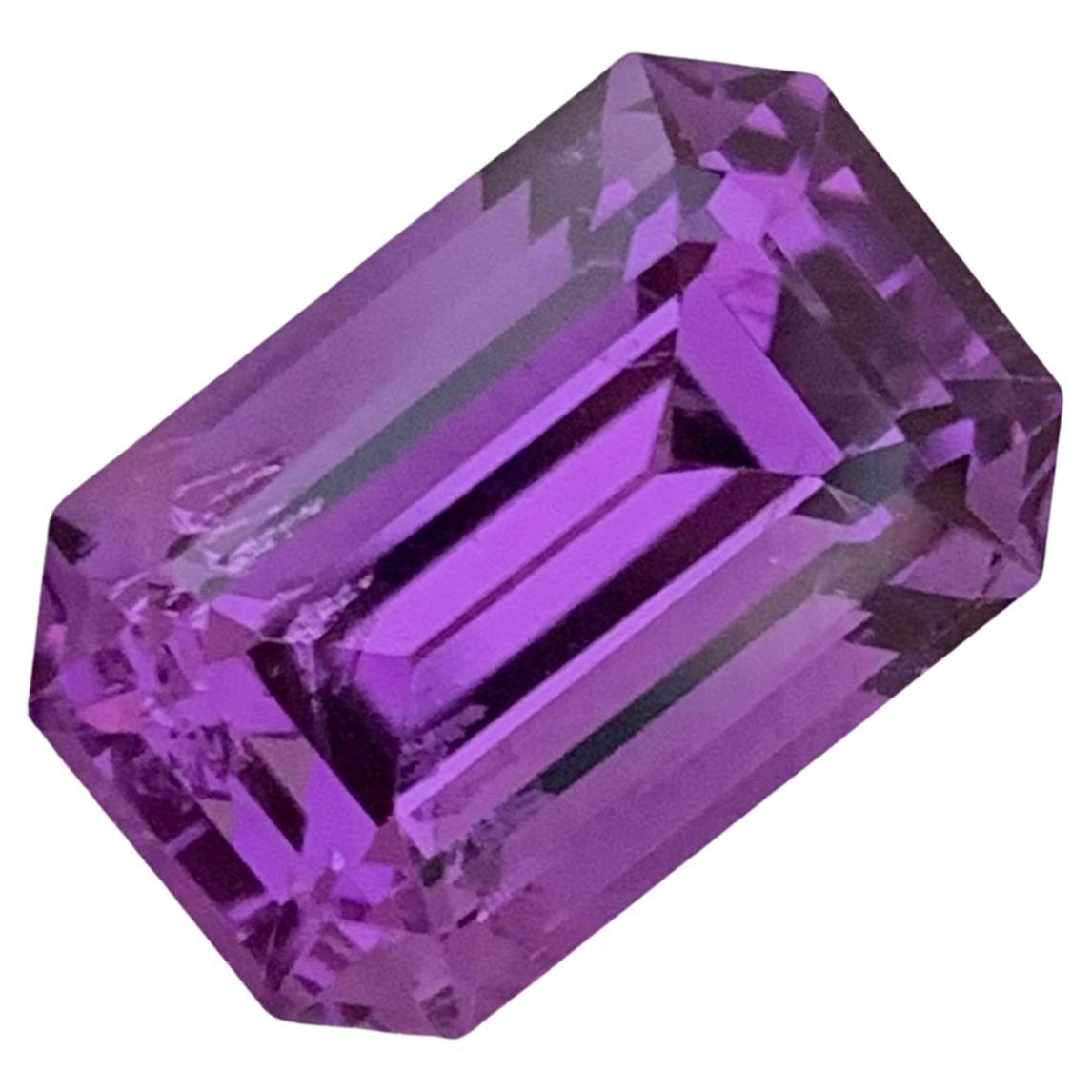 Gorgeous 6.85 Carat Natural Loose Purple Amethyst Ring Gems Emerald Shape  For Sale