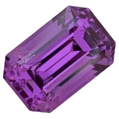 Gorgeous 6.85 Carat Natural Loose Purple Amethyst Gems Emerald Shape Ring 