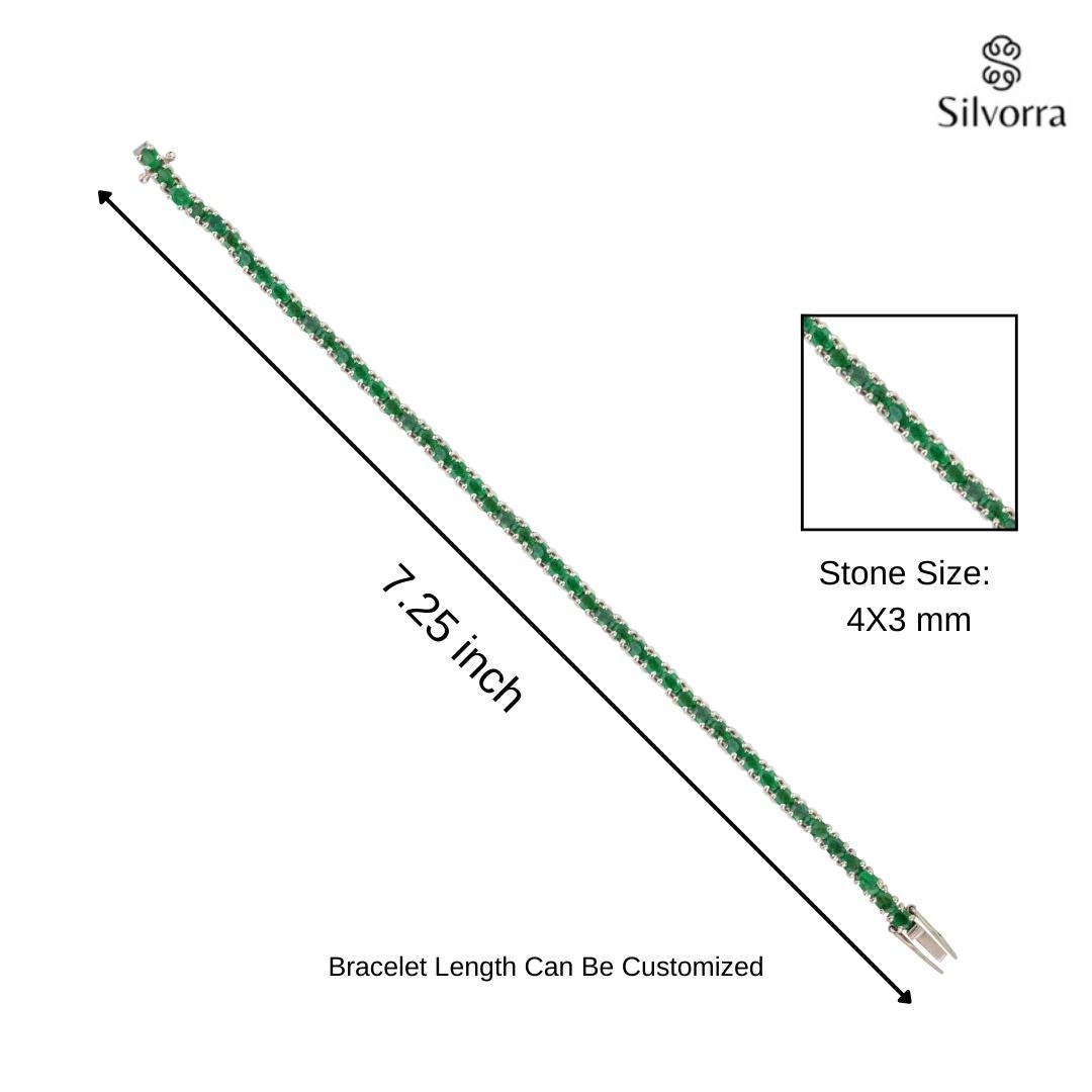 Preciosa pulsera de tenis clásica con esmeralda de 7,53 qt en plata 925 Regalo para mujer en venta 3