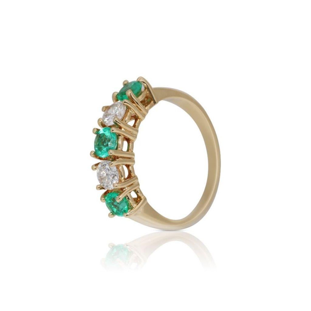 Gorgeous .80ct. Round Mixed Cut Pave Emerald Ring-IGI Certificate 2