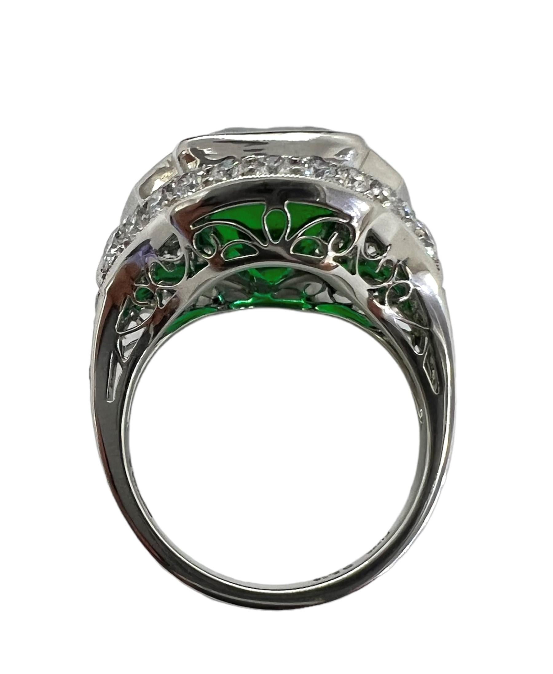 Sophia D. 8.16 Carat Emerald and Diamond Platinum Ring In New Condition For Sale In New York, NY