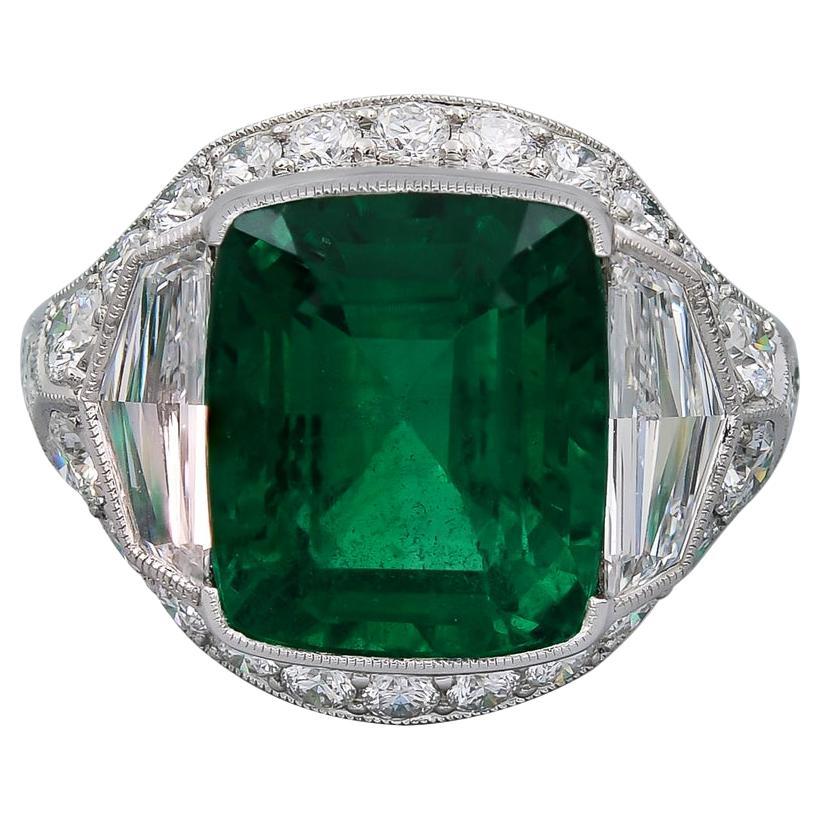 Sophia D. 8.16 Carat Emerald and Diamond Platinum Ring