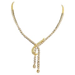 Gorgeous 8.96 Cts Round Baguette Shape F/VS1 Diamonds Tennis Necklace 18K Gold