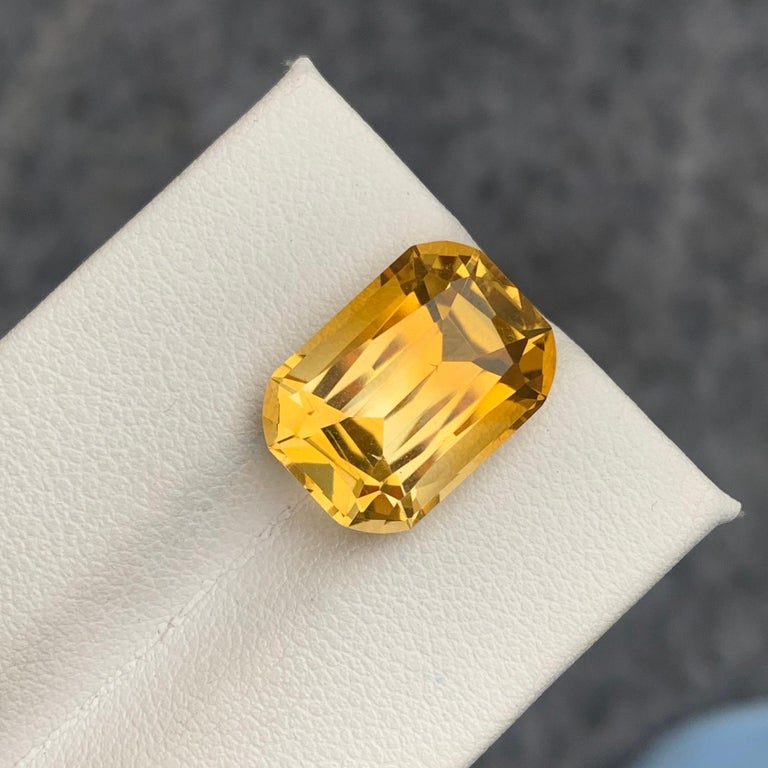 Citrine Naturelle Du Brésil - 21,01 Carats - Taille Coussin Fantaisie - Jaune Vif - Qualité Excellente - Neuf