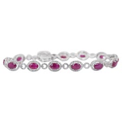 Magnifique bracelet en or blanc 18 carats avec rubis et diamants de 9,25 carats, certifié IGI