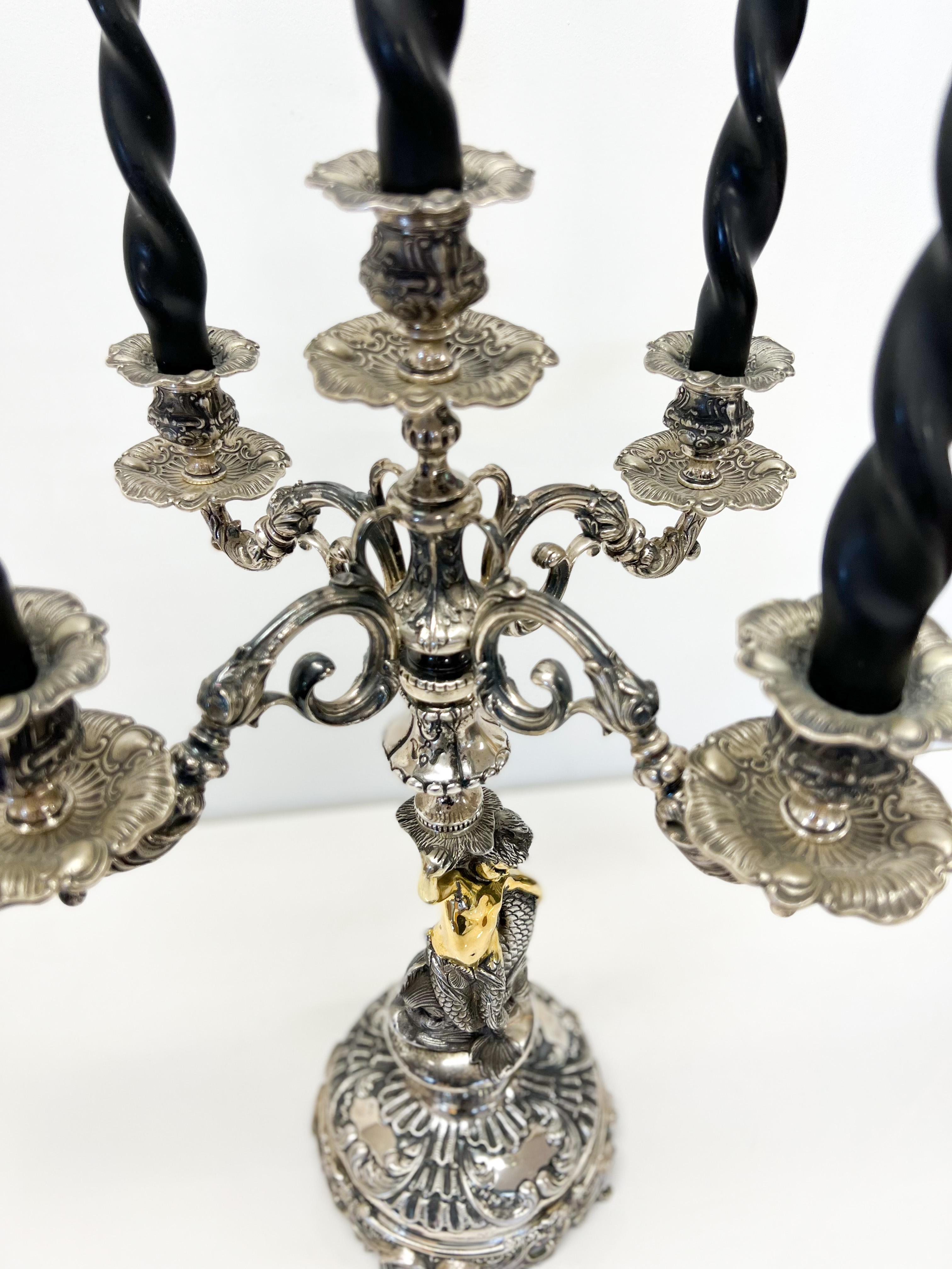 Wunderschöner fünfreihiger Kandelaber aus Silber im Zustand „Gut“ im Angebot in Orimattila, FI