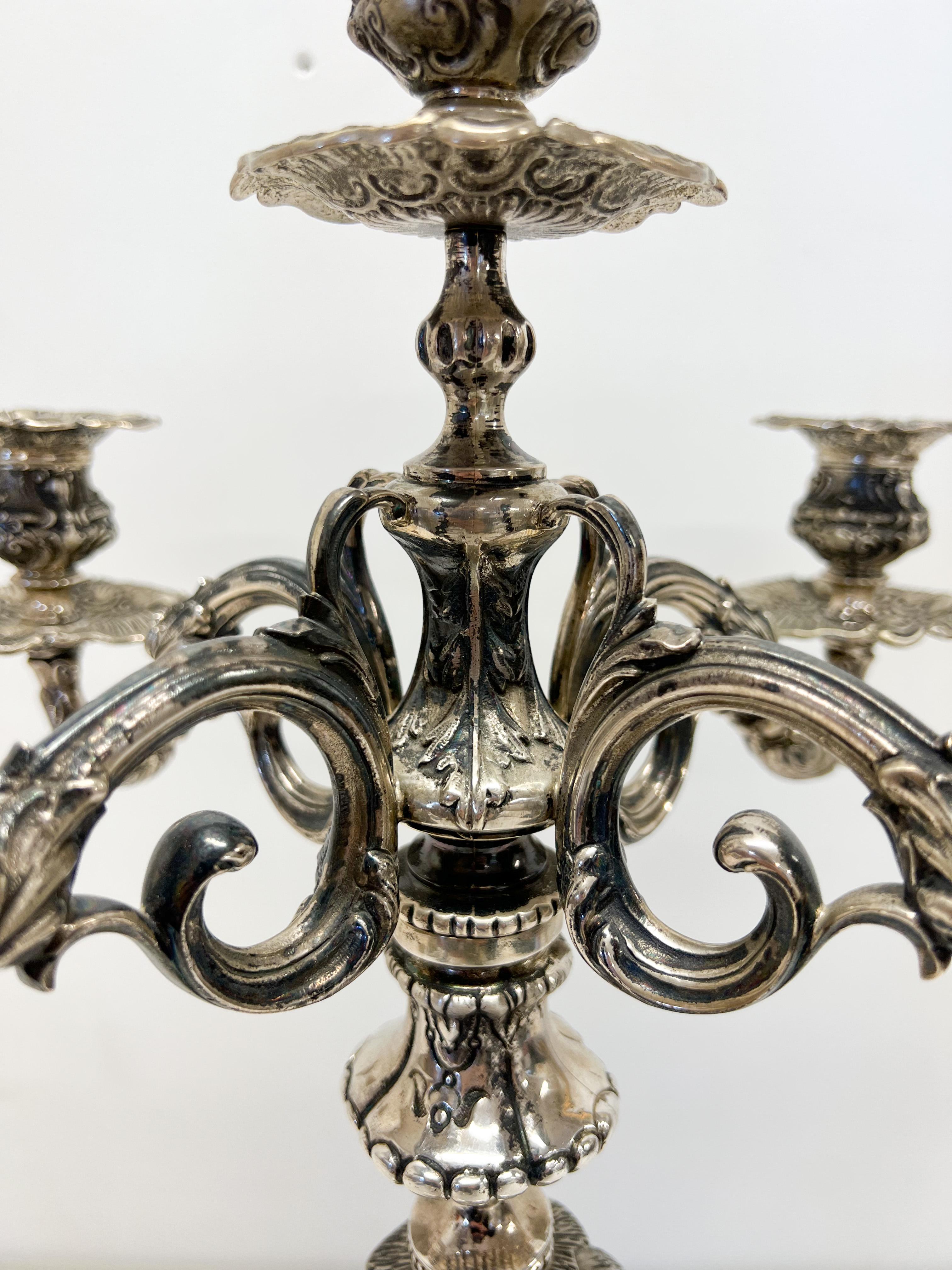 Gorgeous a Five-Branched Candelabrum Silver In Good Condition For Sale In Orimattila, FI