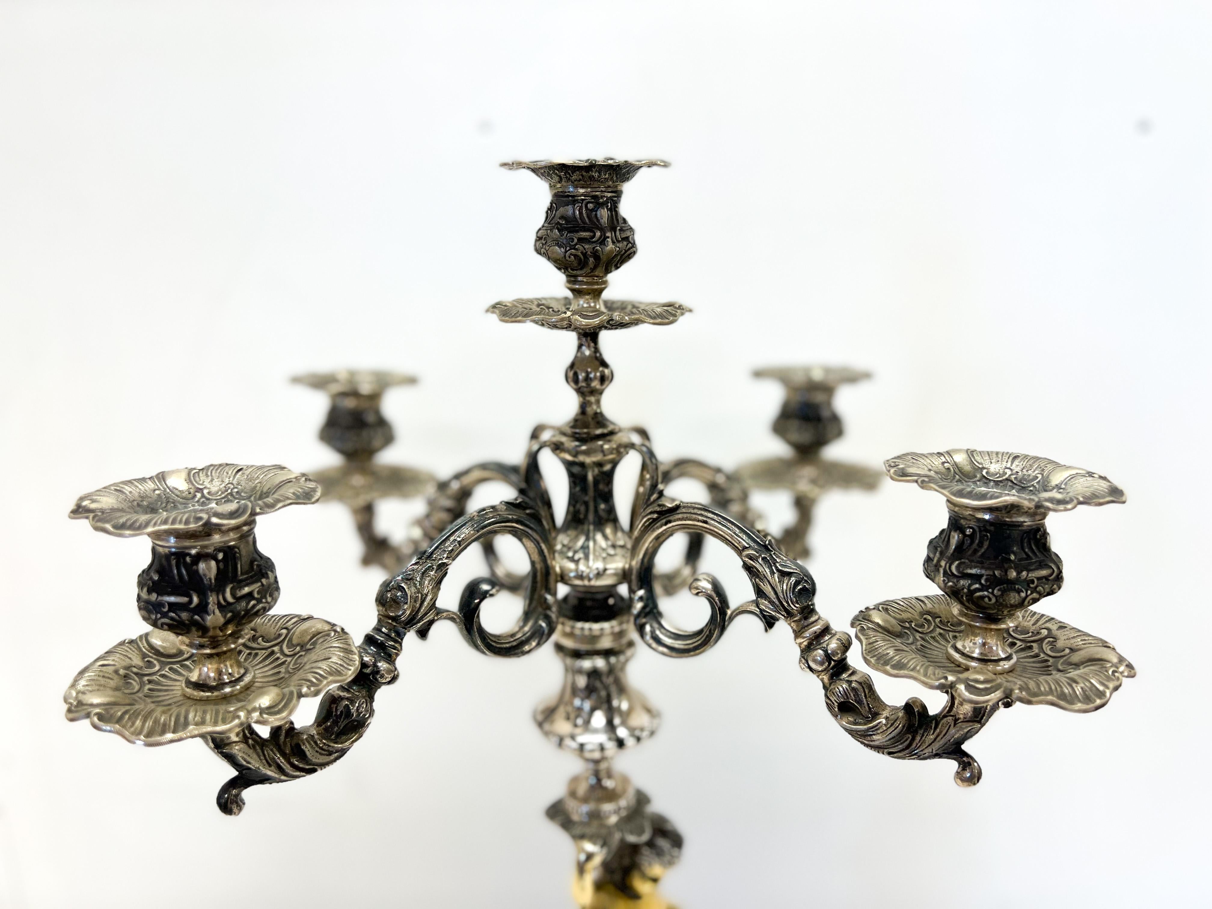 Women's or Men's Gorgeous a Five-Branched Candelabrum Silver For Sale