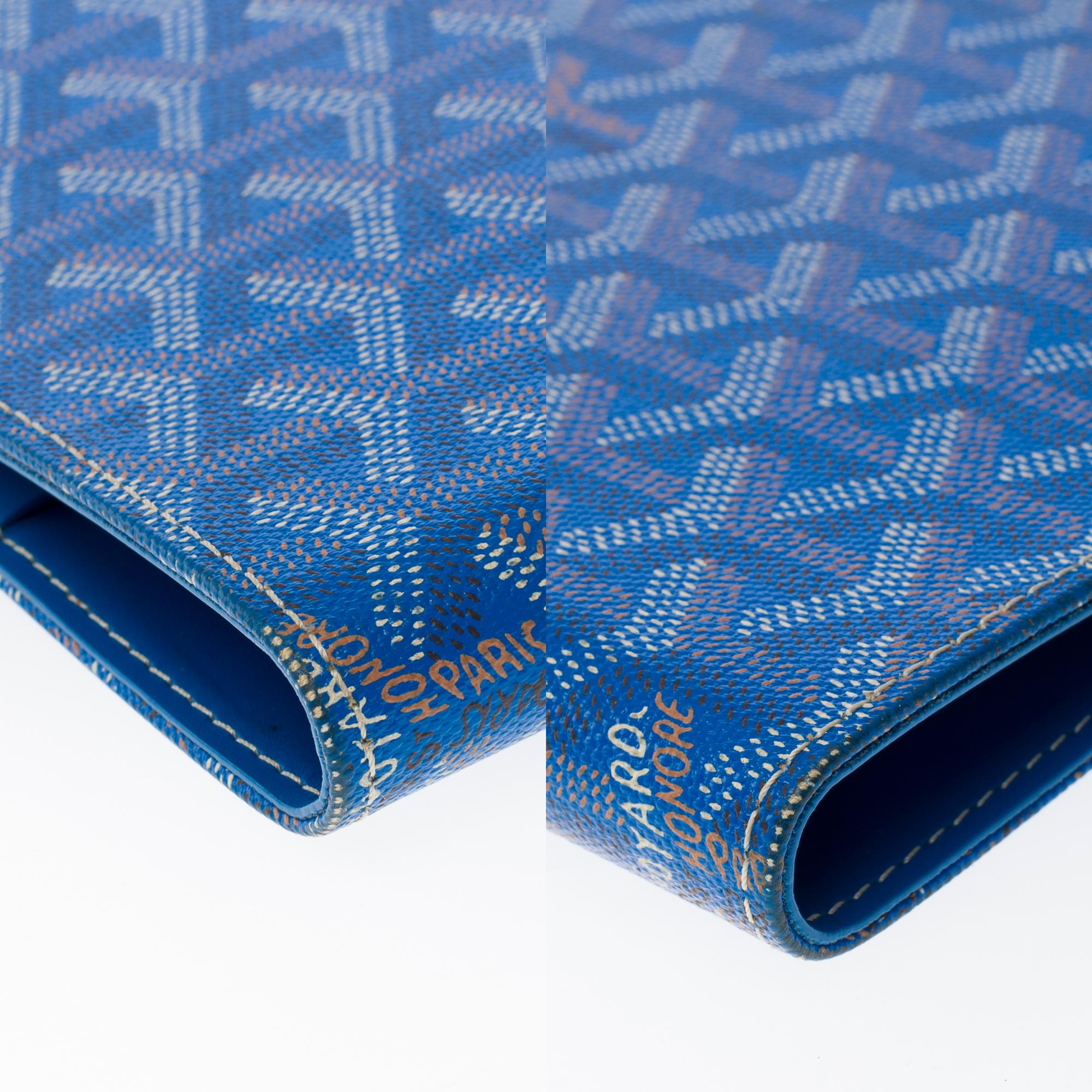 Magnifique couverture Agenda Goyard Castiglione en toile bleue Goyardine en vente 7