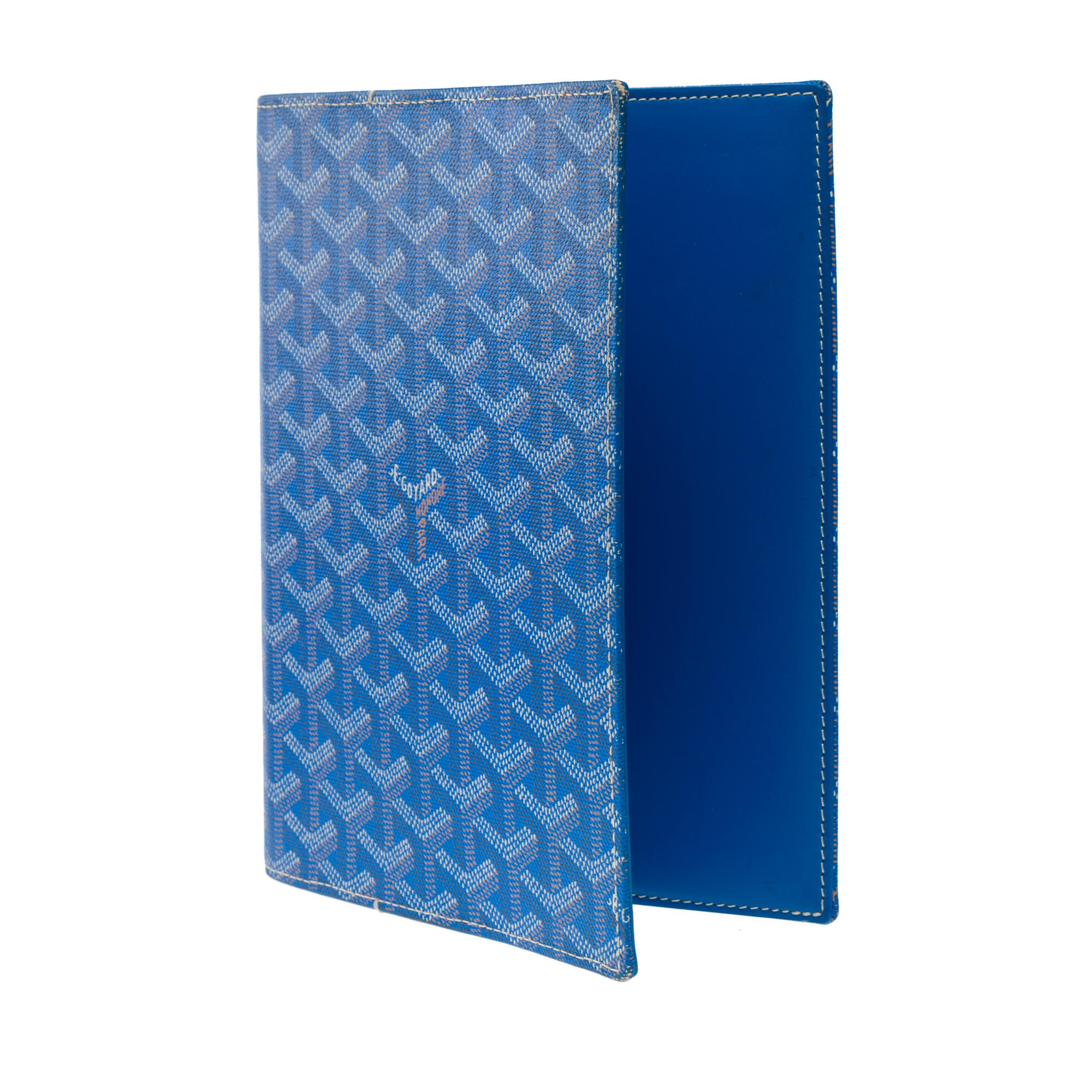 Magnifique couverture Agenda Goyard Castiglione en toile bleue Goyardine Unisexe en vente