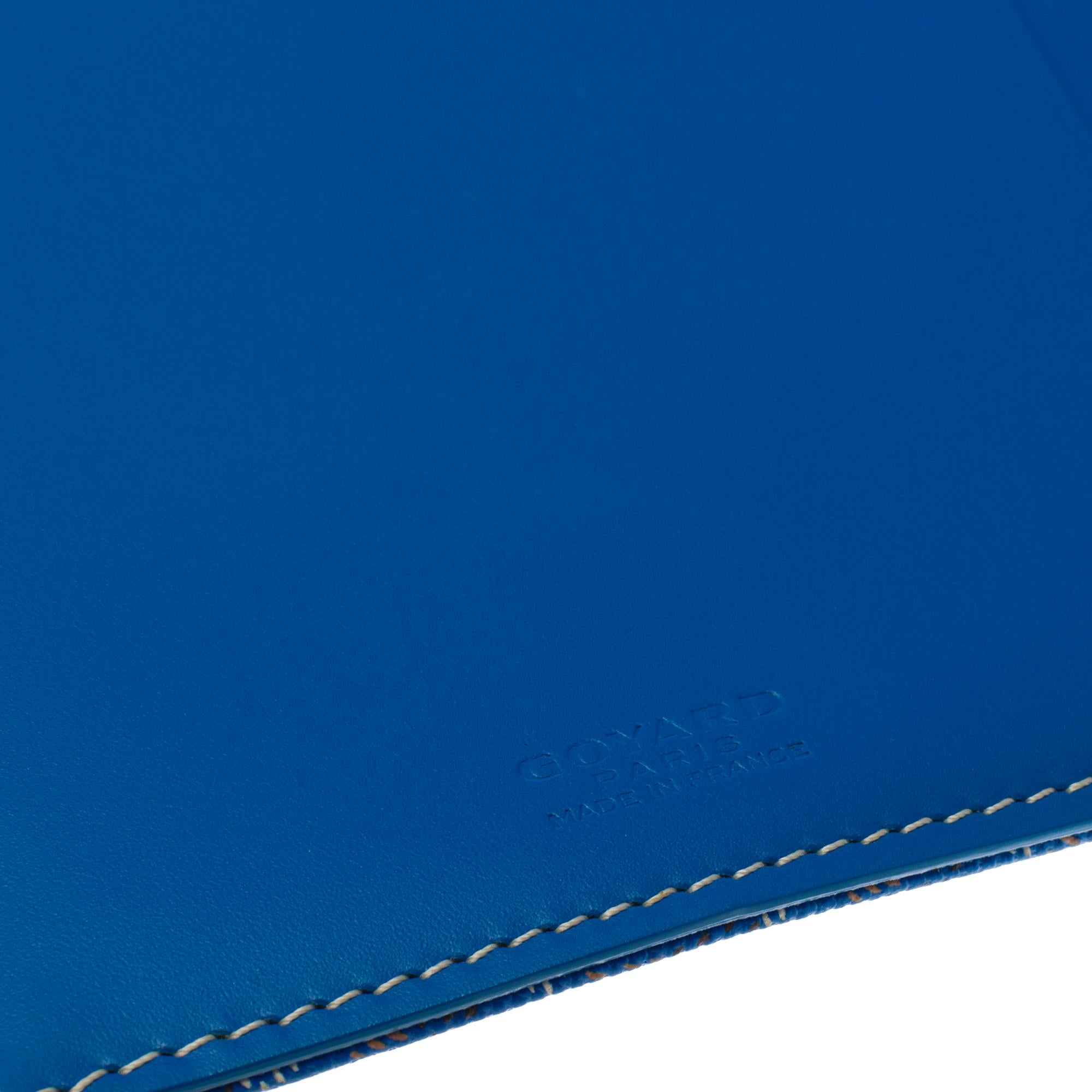 Magnifique couverture Agenda Goyard Castiglione en toile bleue Goyardine en vente 2