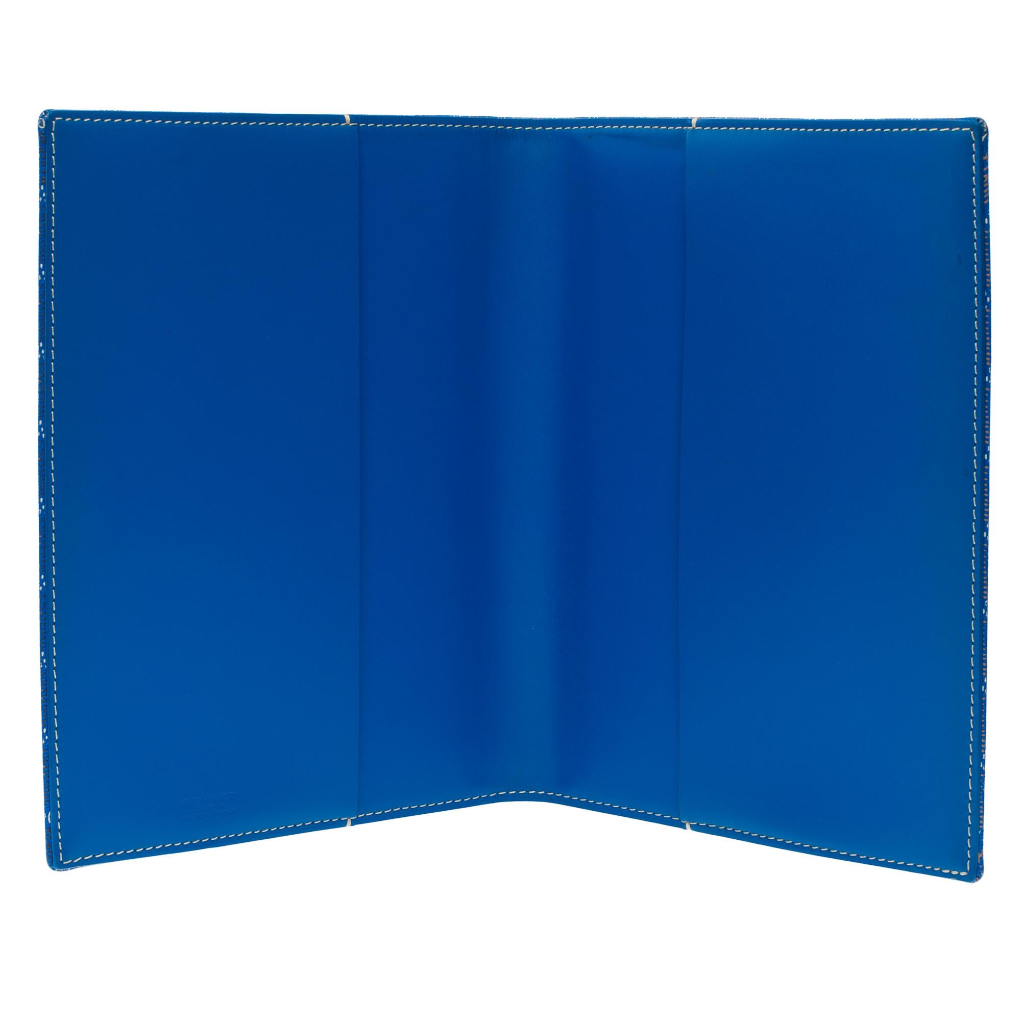 Magnifique couverture Agenda Goyard Castiglione en toile bleue Goyardine en vente 3
