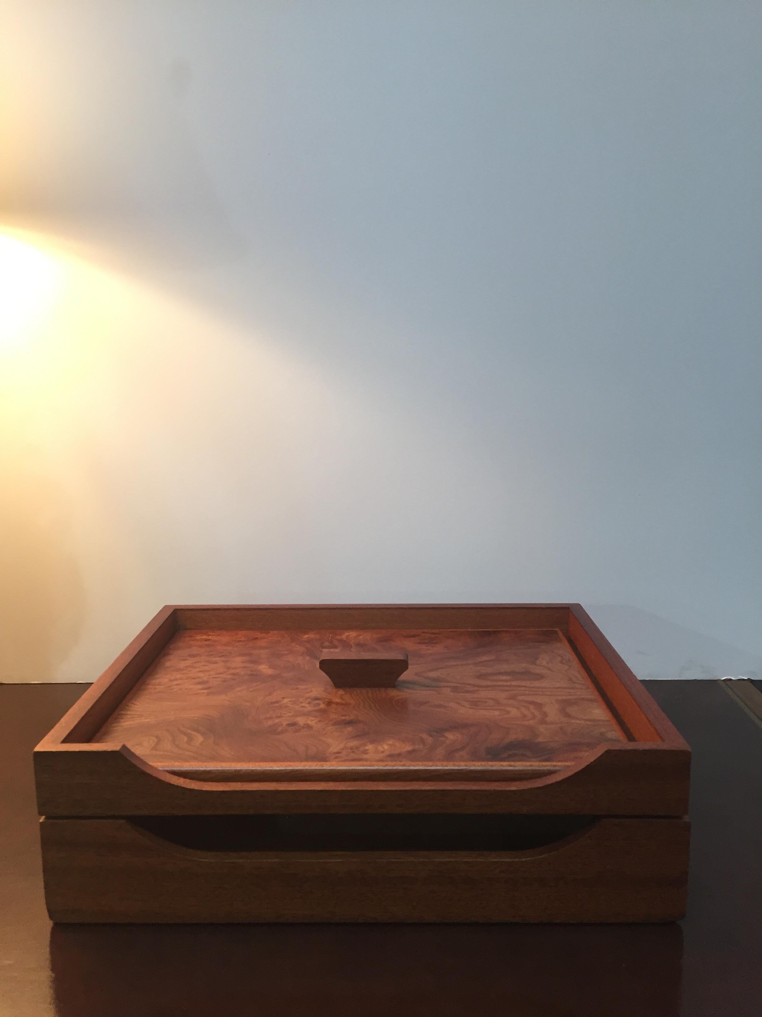 Gorgeous Agresti Italian Burl Desk Organizer In Excellent Condition In Hopewell, NJ