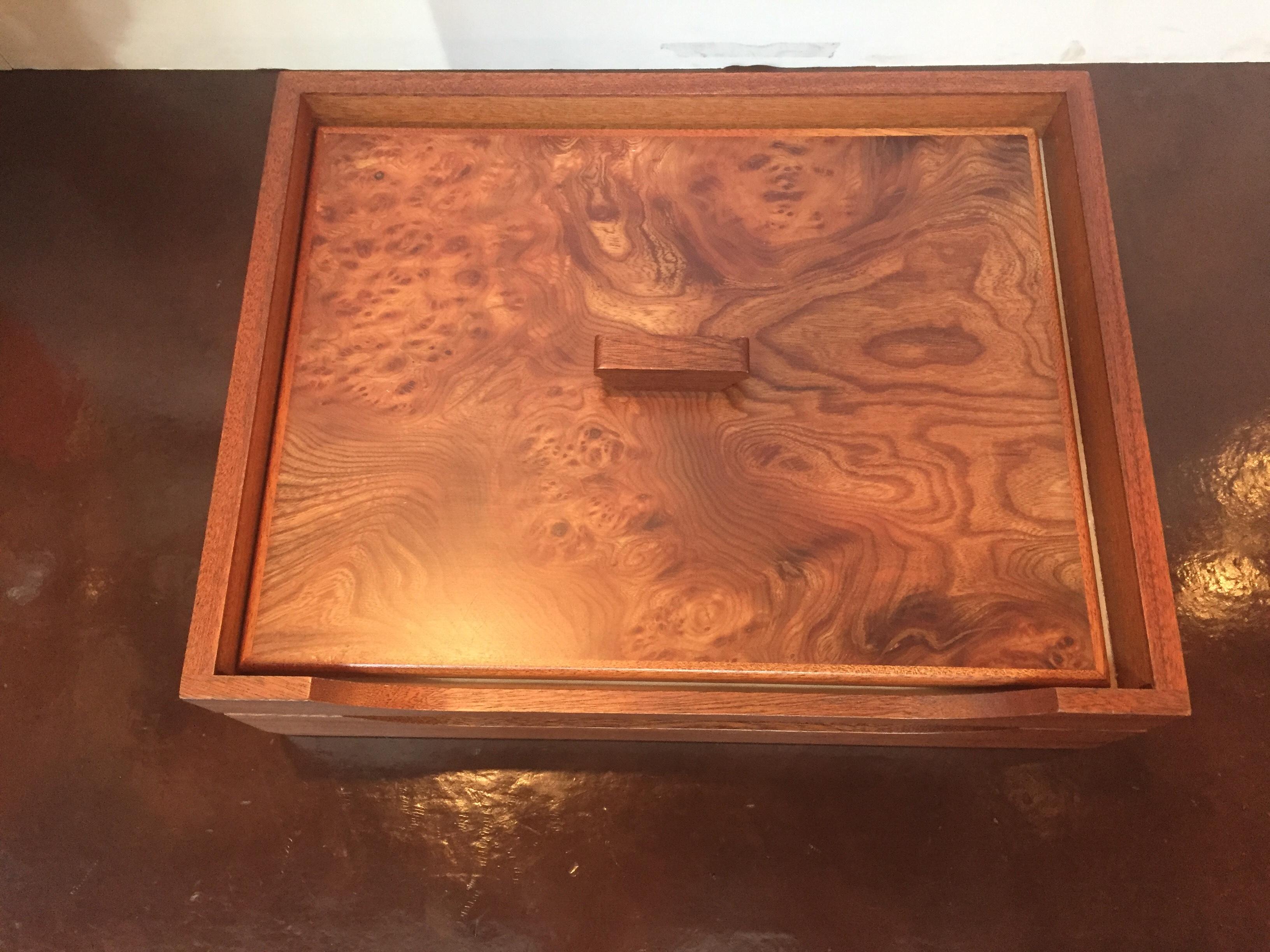 Late 20th Century Gorgeous Agresti Italian Burl Desk Organizer