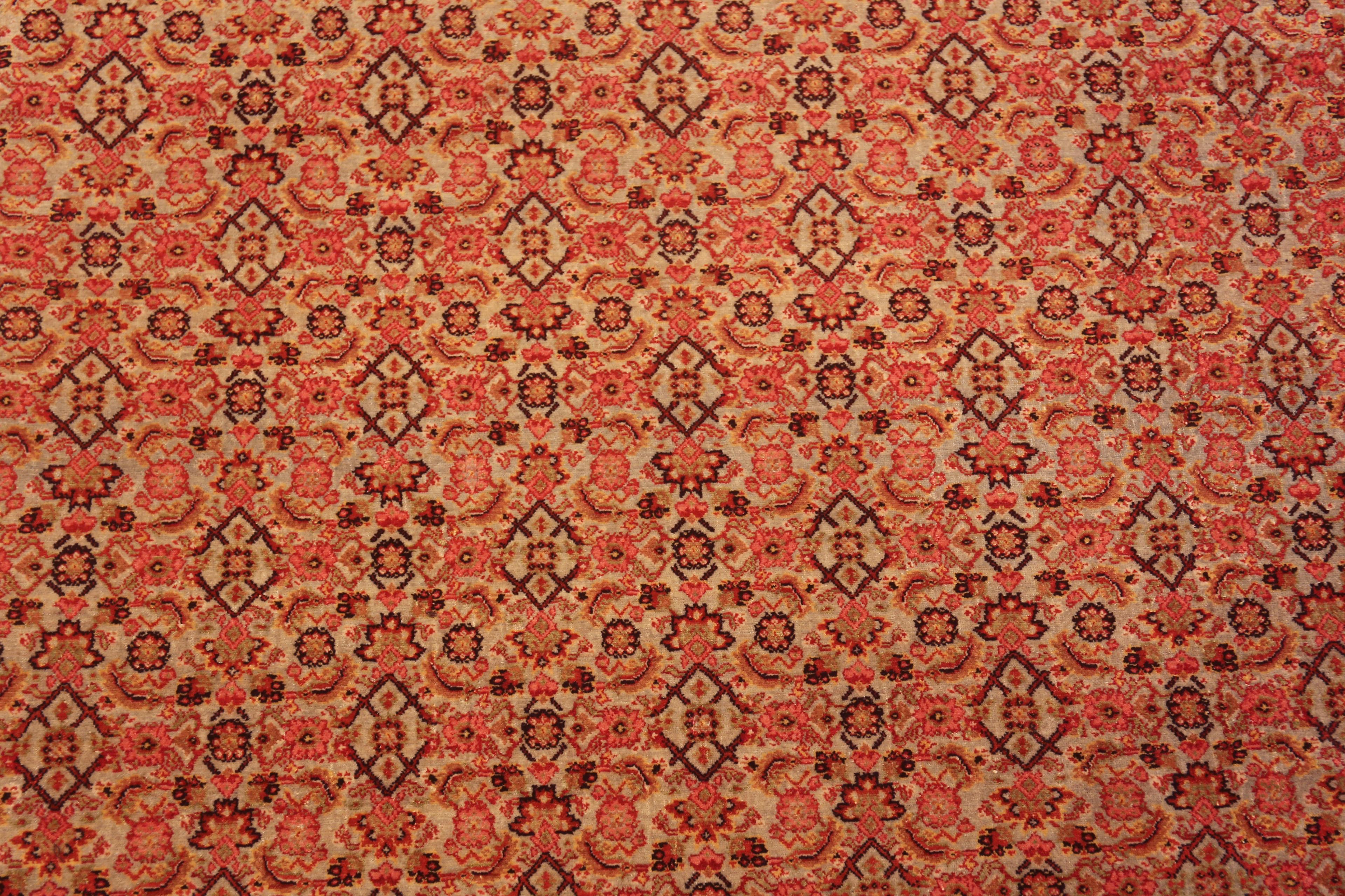 Wunderschöner antiker persischer Senneh-Teppich in Allover-Design 4'2