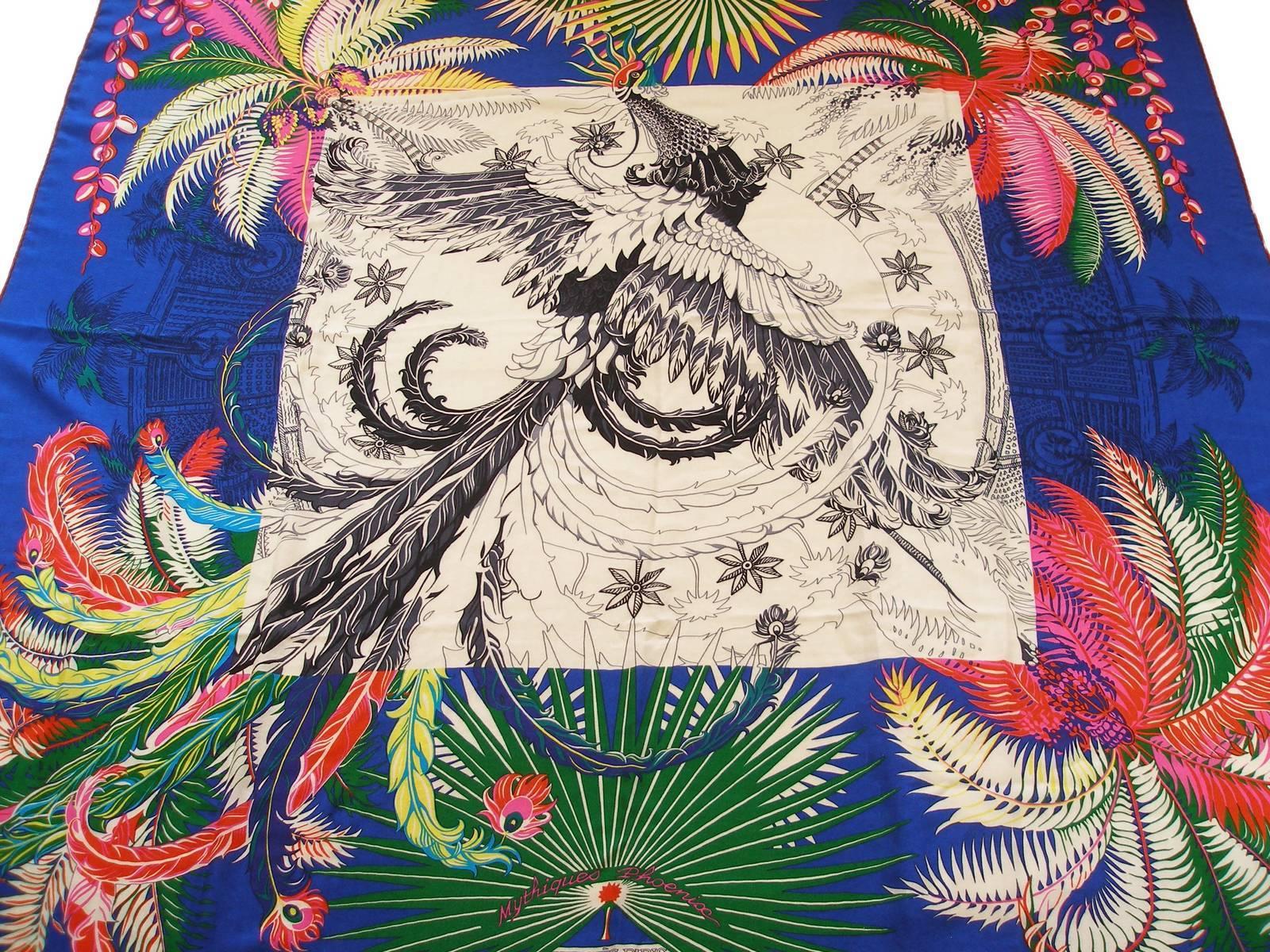 Hermes Mythiques Phoenix Cashmere and Silk Shawl  6