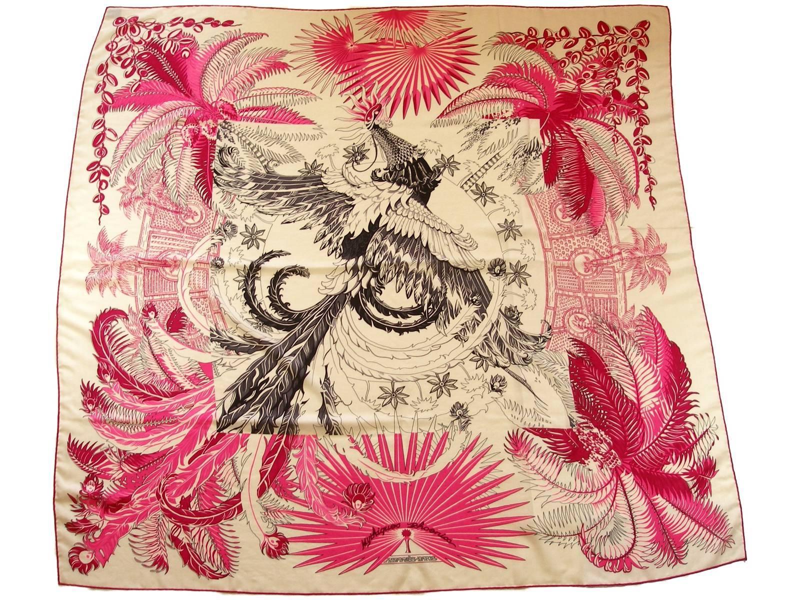 Gorgeous and Rare New Hermes Mythiques Phoenix Cashmere and Silk Shawl 140 cm  10