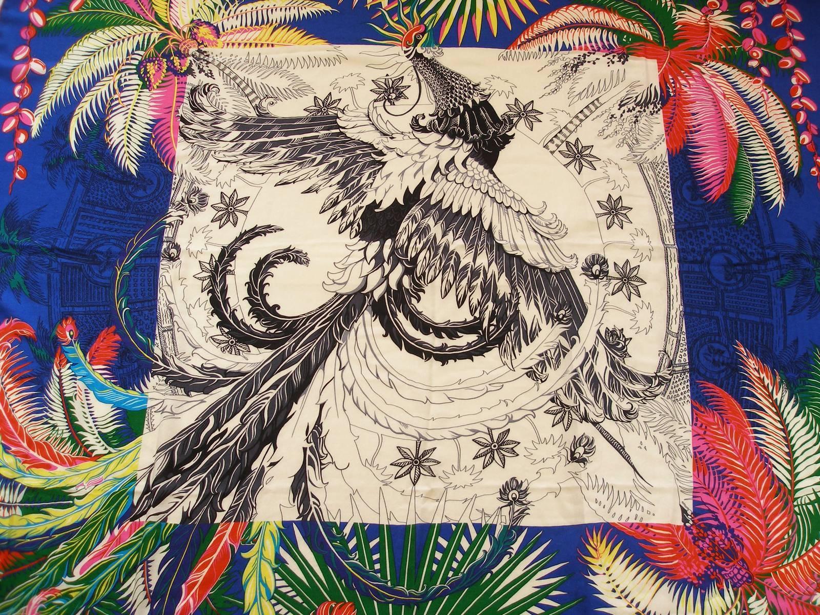 Hermes Mythiques Phoenix Cashmere and Silk Shawl  In New Condition In VERGT, FR