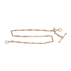 Gorgeous Antique 14K Rosy Yellow Gold  Chain, 18 inches, with T-Bar.
