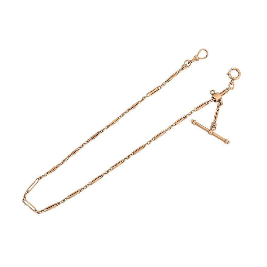 Victorien Superbe or jaune rosé 14K ancien  Chaîne, 18 pouces, avec AT&T. en vente