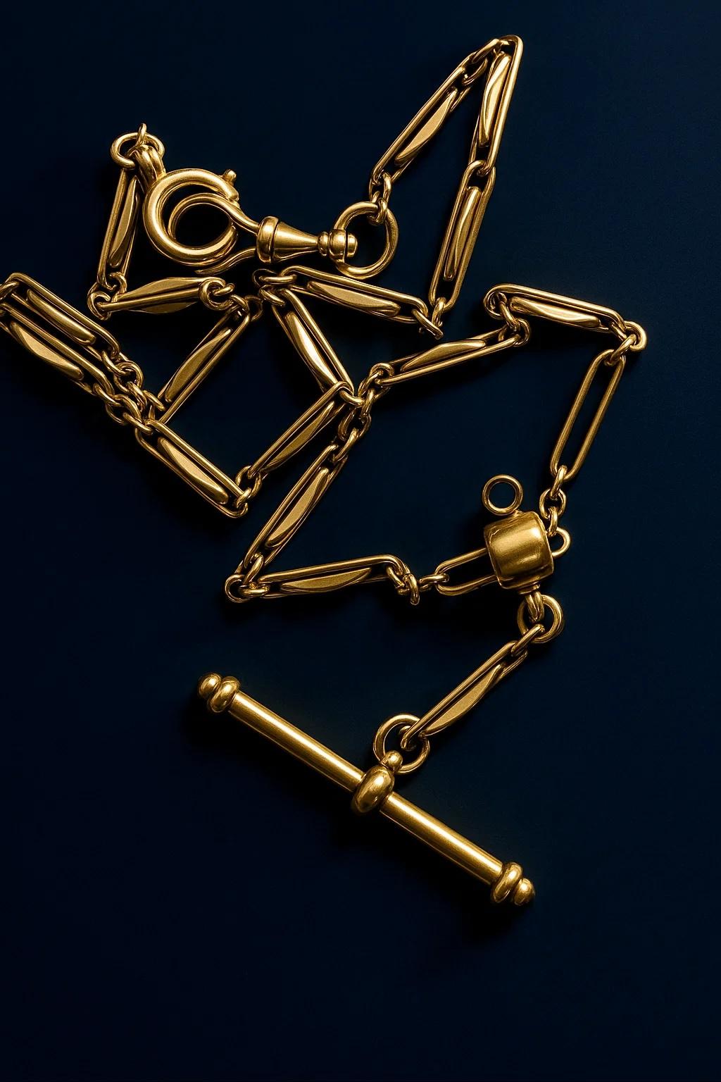 Superbe or jaune rosé 14K ancien  Chaîne, 18 pouces, avec AT&T. en vente 1