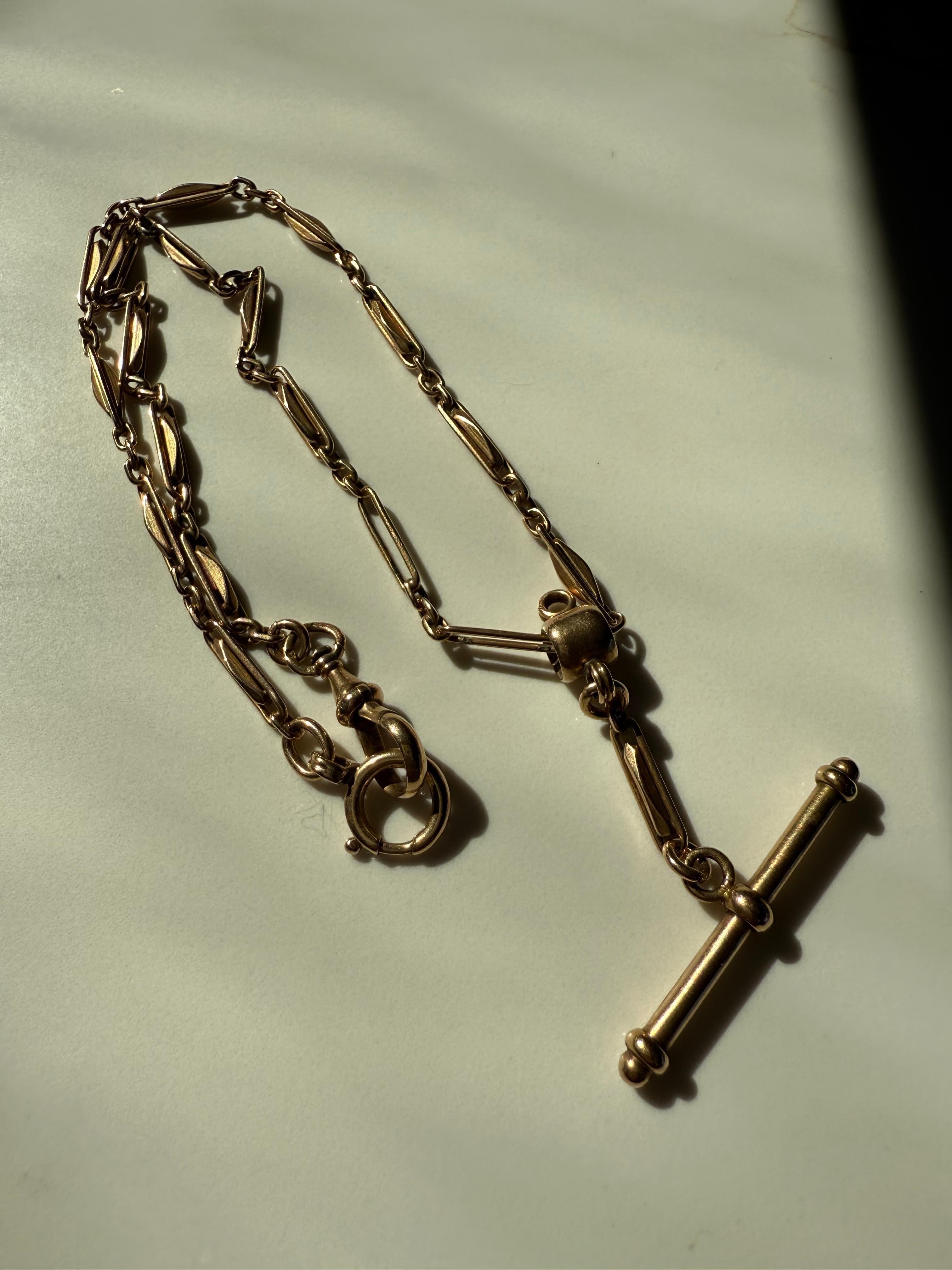 Superbe or jaune rosé 14K ancien  Chaîne, 18 pouces, avec AT&T. en vente 4