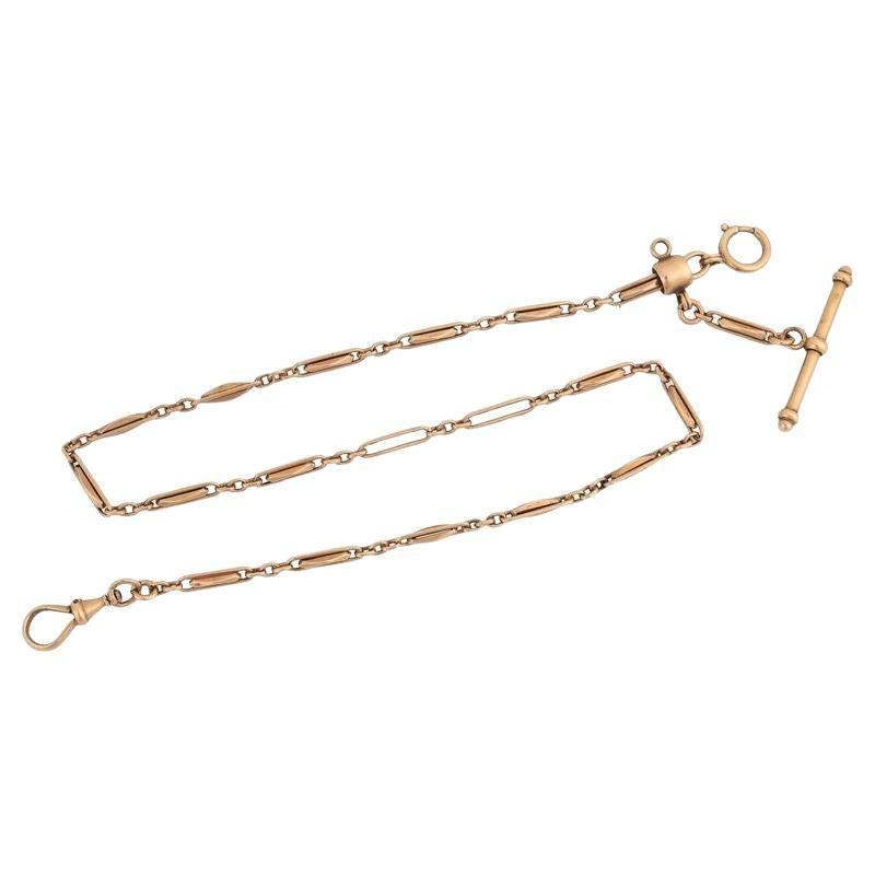 Superbe or jaune rosé 14K ancien  Chaîne, 18 pouces, avec AT&T. en vente