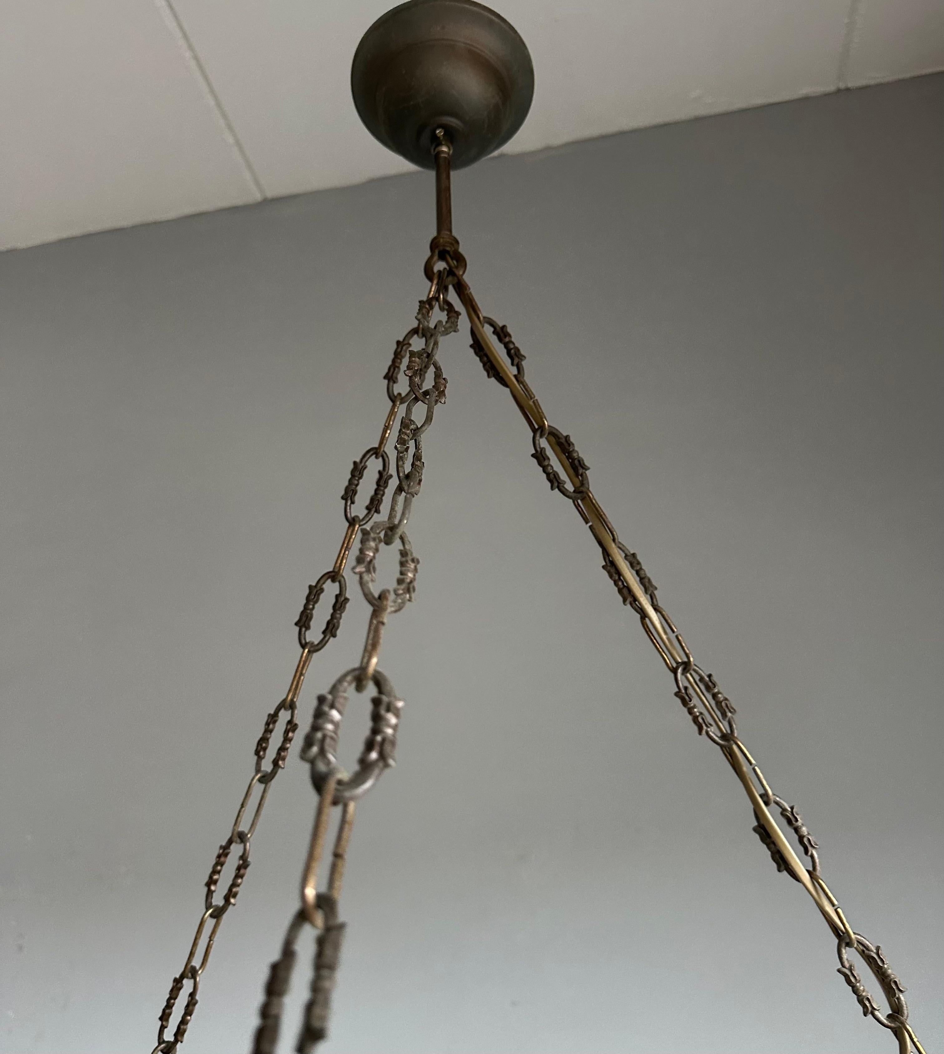 Metal Gorgeous Antique 20 Inches in Diameter White & Black Alabaster Chandelier Light For Sale