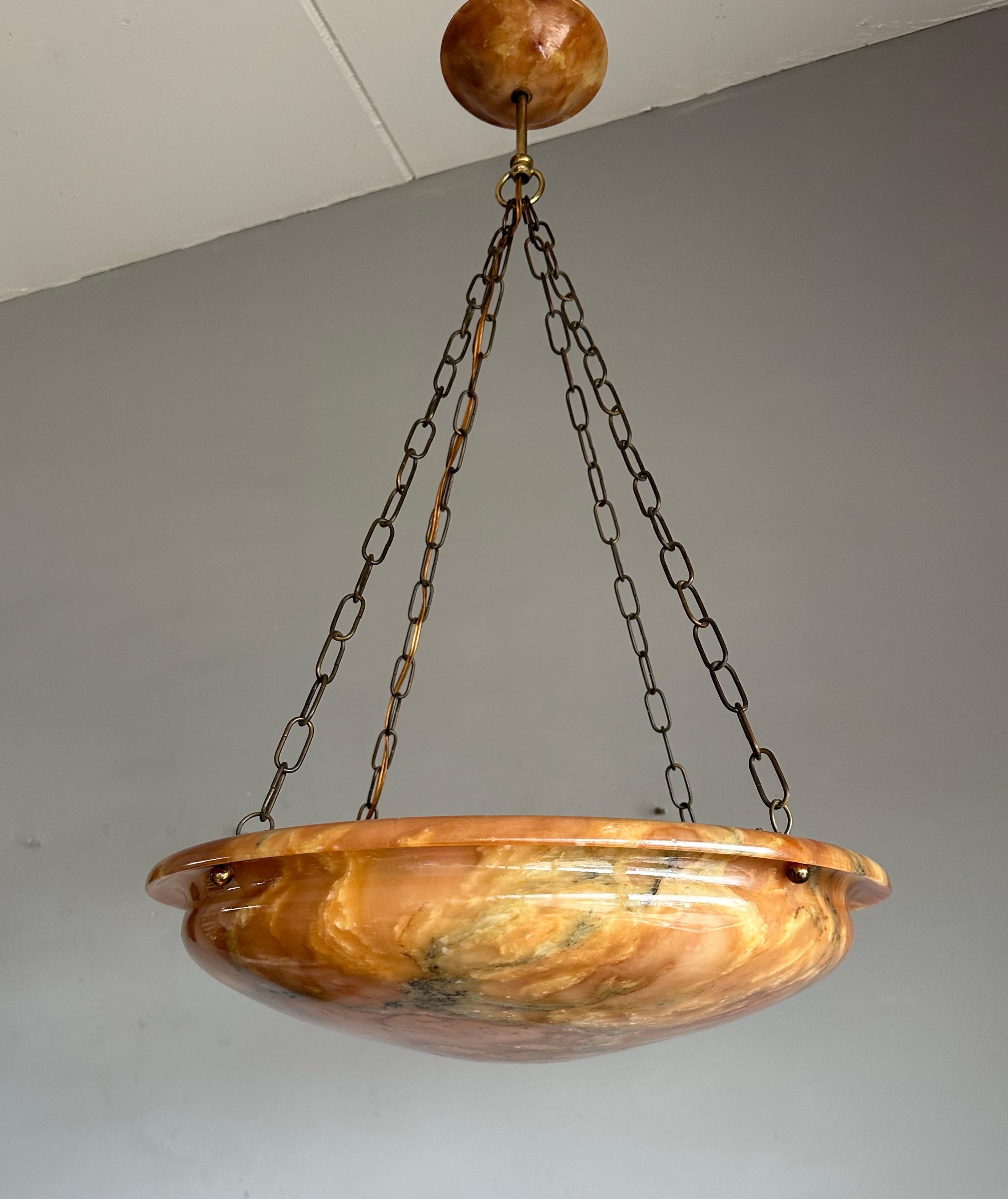 20th Century Striking Antique and Mint Condition, Large Alabaster Pendant Light / Fixture For Sale