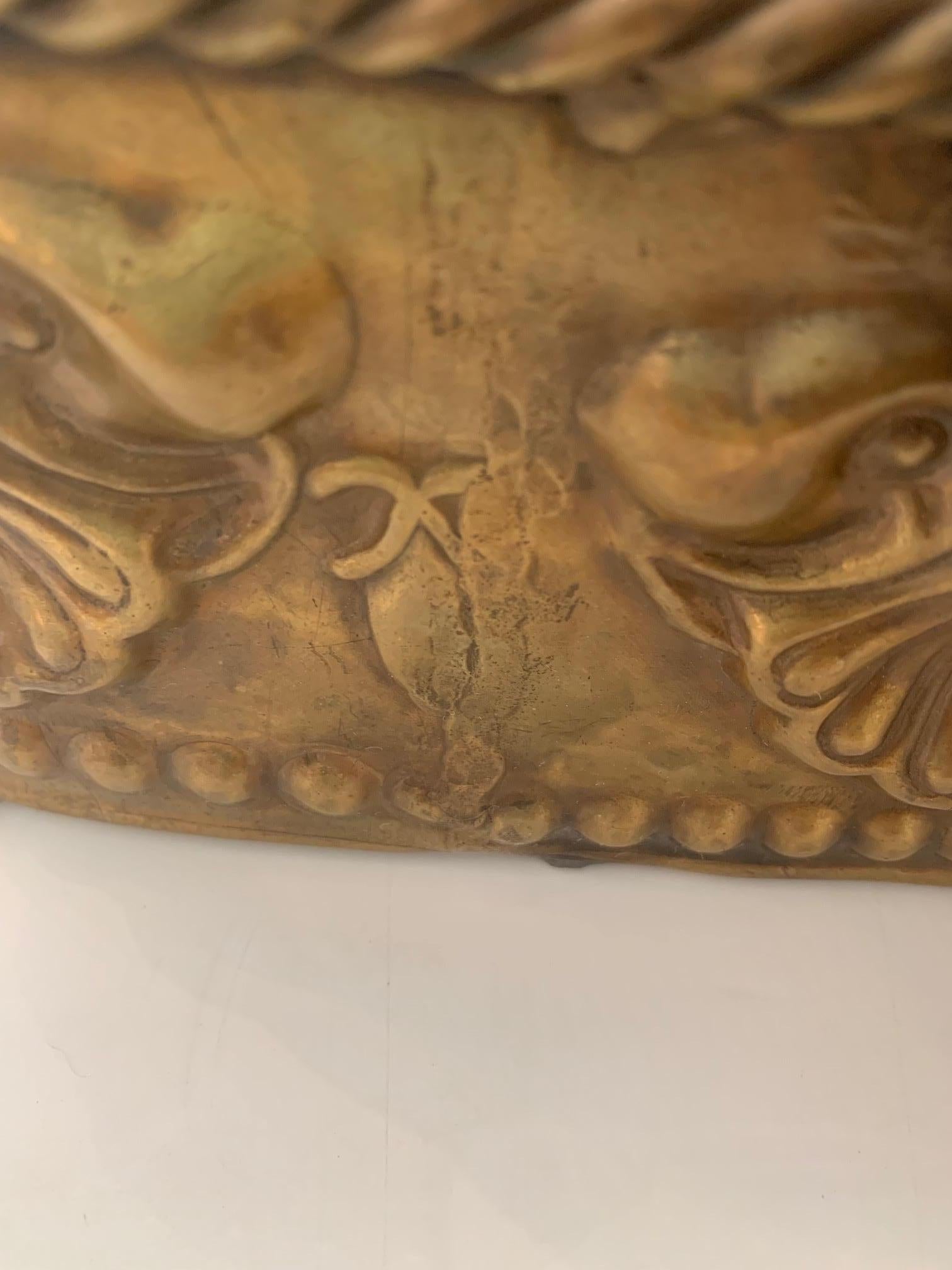 Gorgeous Antique Brass Deep Tray with Clam Shell Adorned Gallery 1