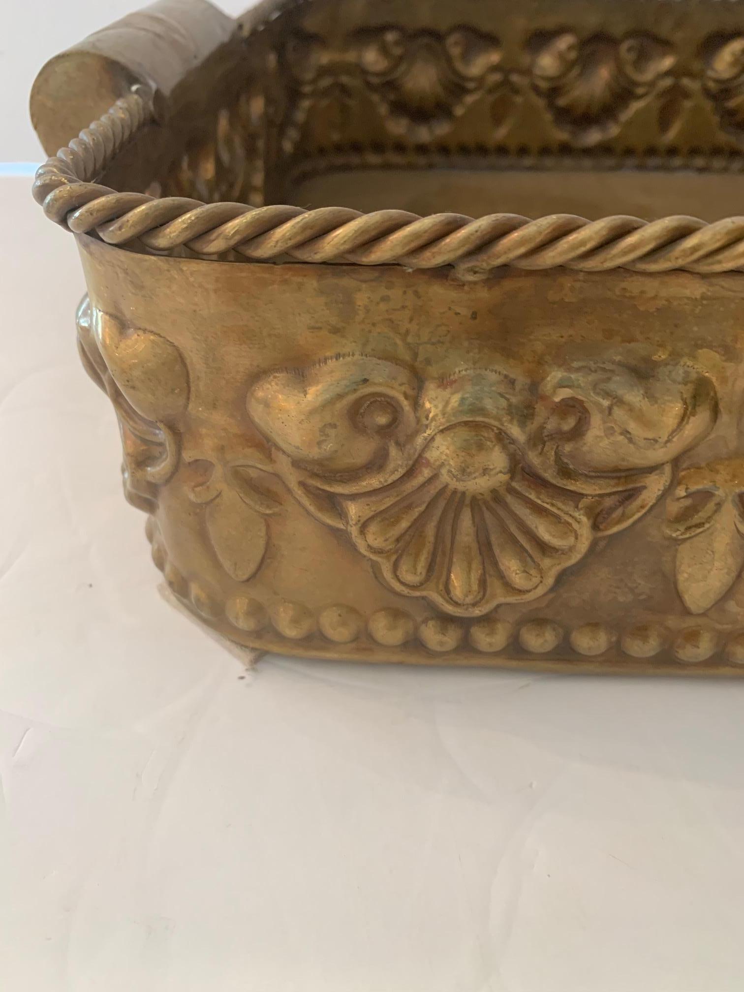 Gorgeous Antique Brass Deep Tray with Clam Shell Adorned Gallery 2