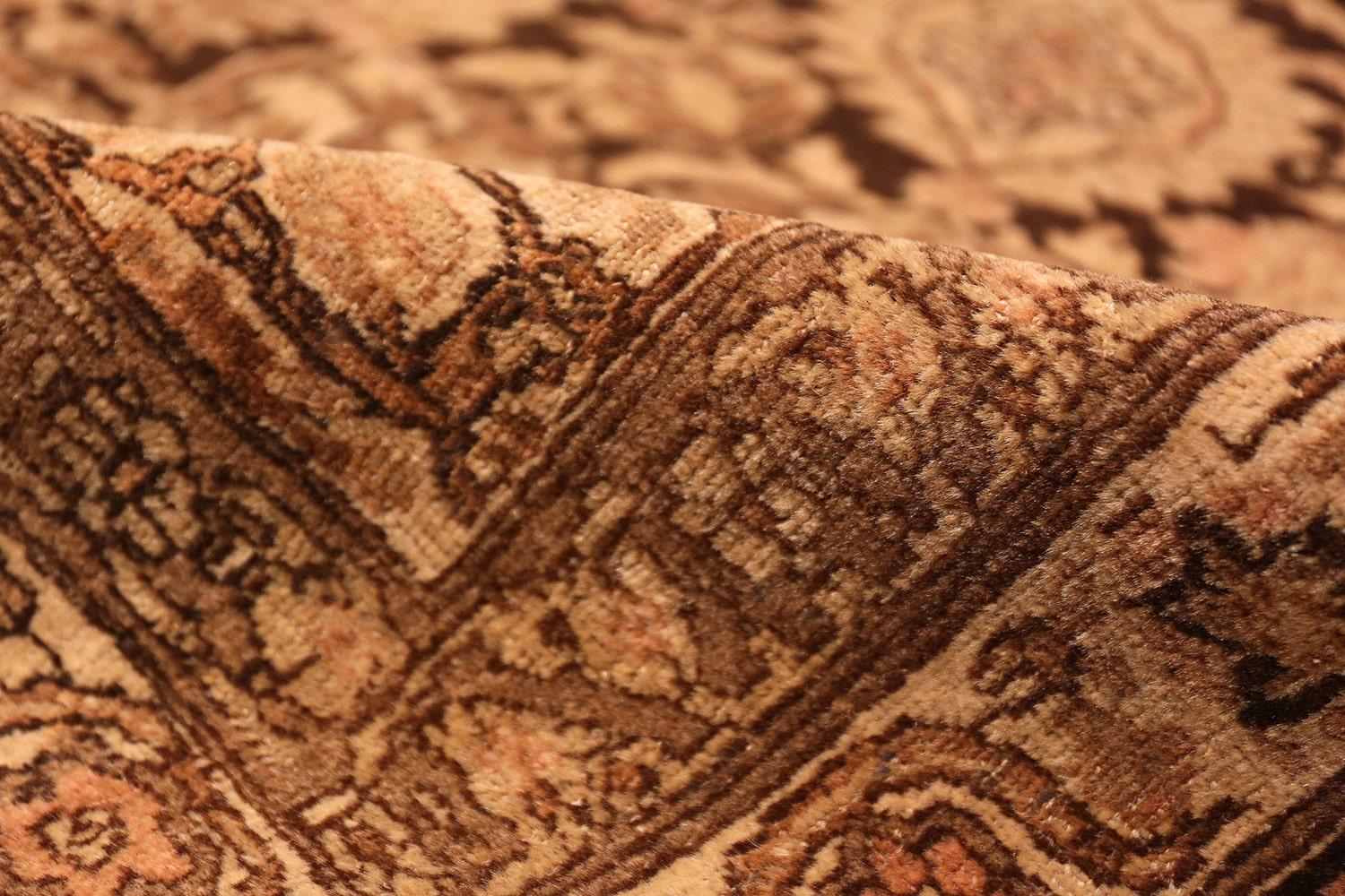 20th Century Gorgeous Antique Brown Ardabil Design Persian Tabriz Carpet.