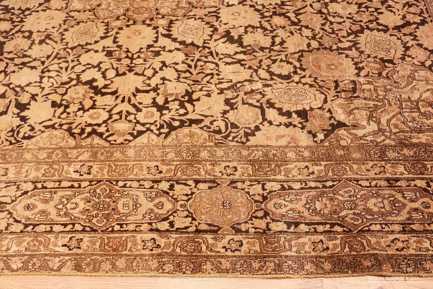 Gorgeous Antique Brown Ardabil Design Persian Tabriz Carpet. 2
