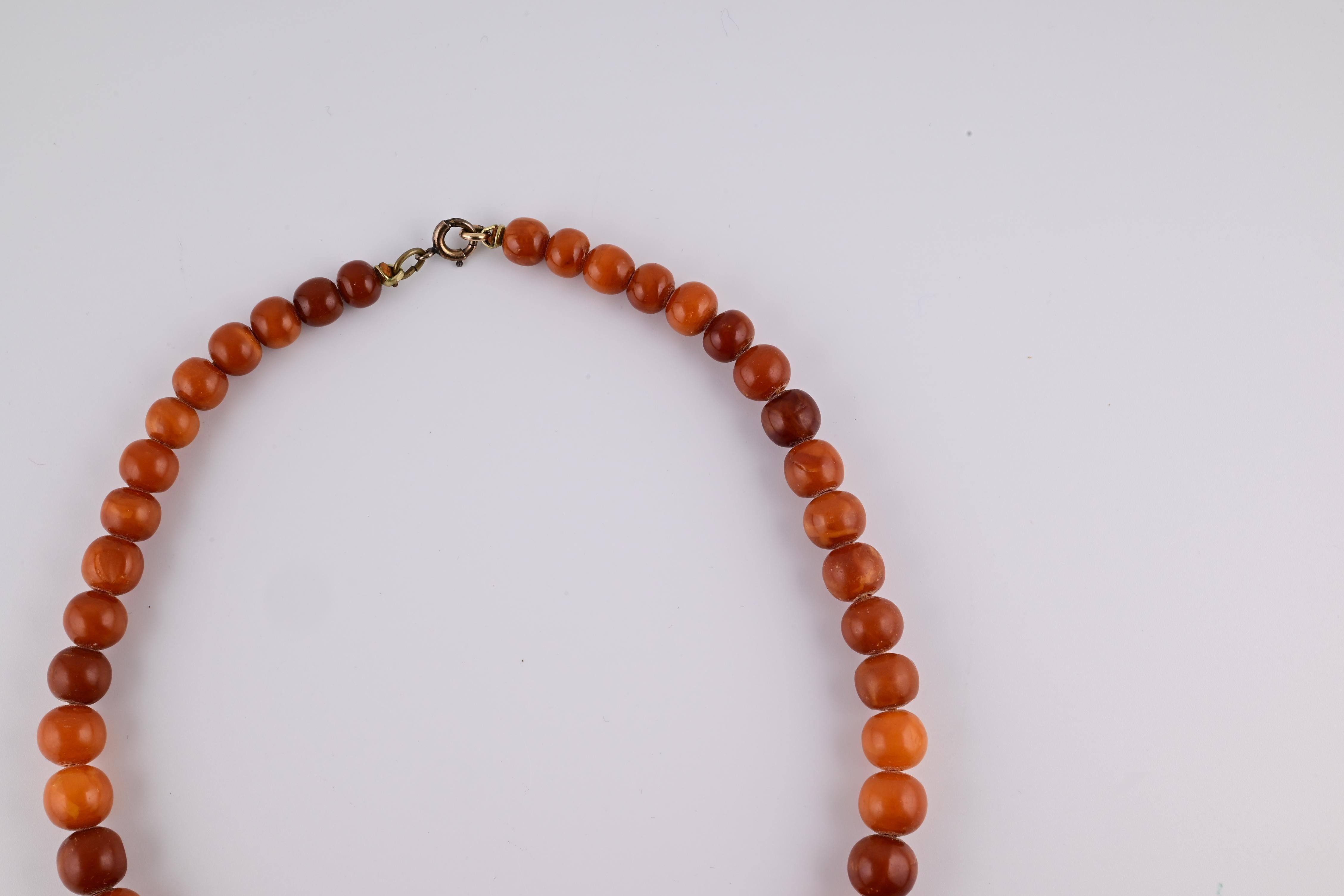 Gorgeous Antique Butterscotch Amber Necklace Ottoman Beads 15.17 Grams For Sale 4